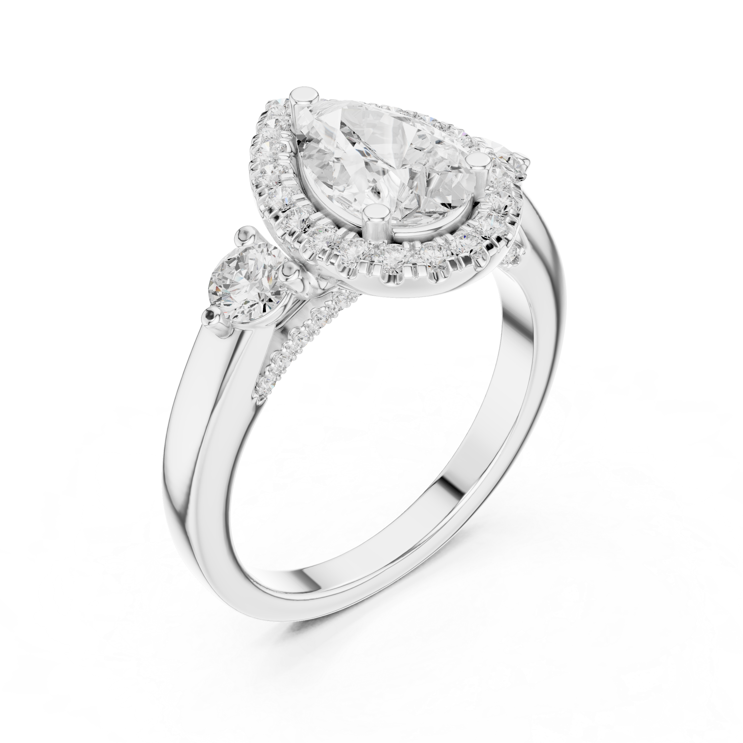 Pear And Round Cut Brilliant Moissanite VVS1 Eternity Engagement Ring