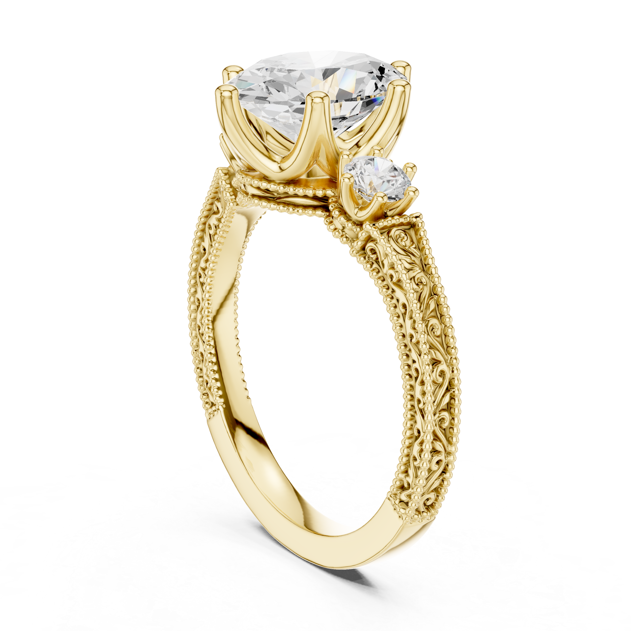 Oval And Round Brilliant Moissanite VVS1 Eternity Engagement Ring