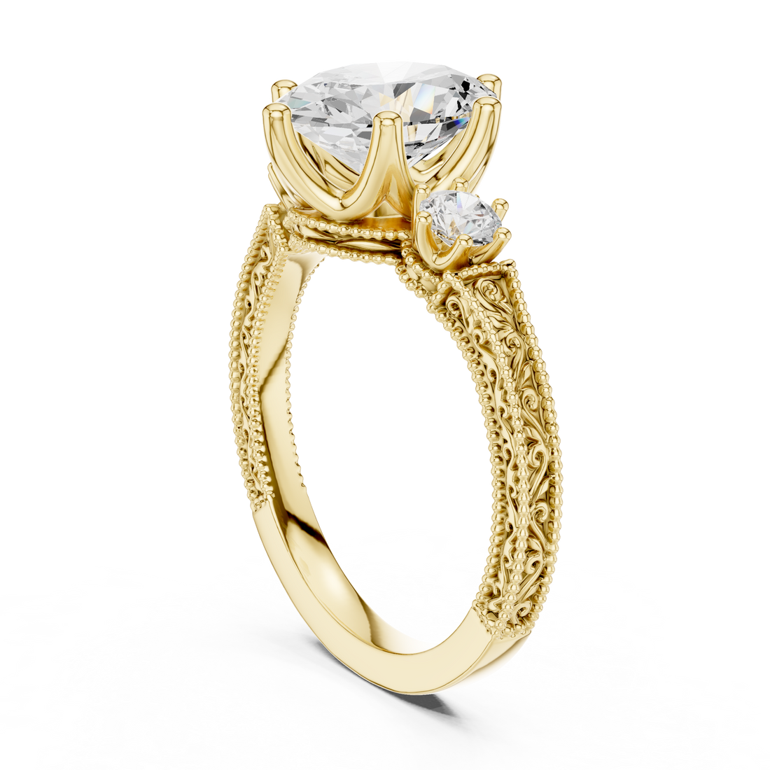 Oval And Round Cut Brilliant Moissanite VVS1 Eternity Engagement Ring