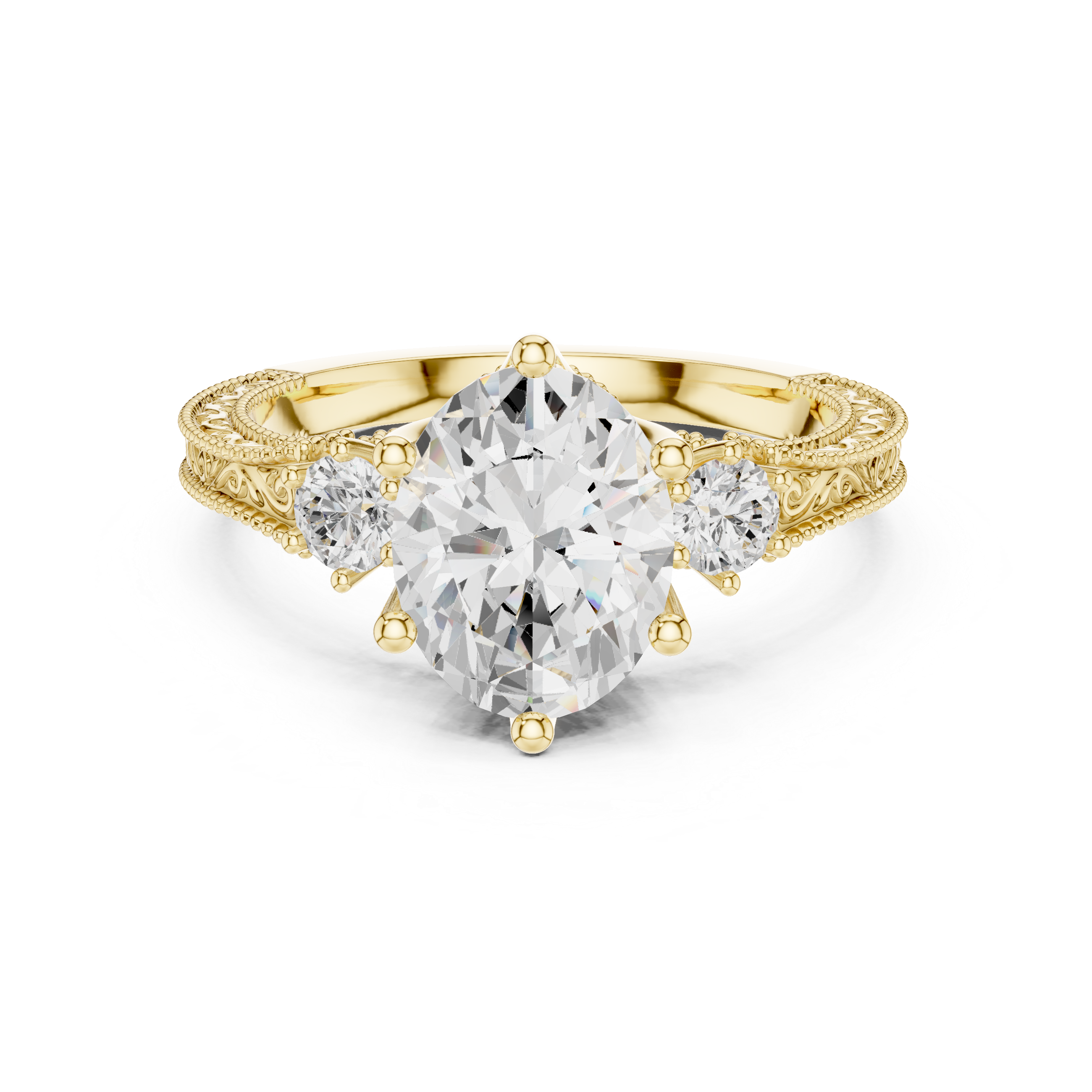 Oval And Round Cut Brilliant Moissanite VVS1 Eternity Engagement Ring
