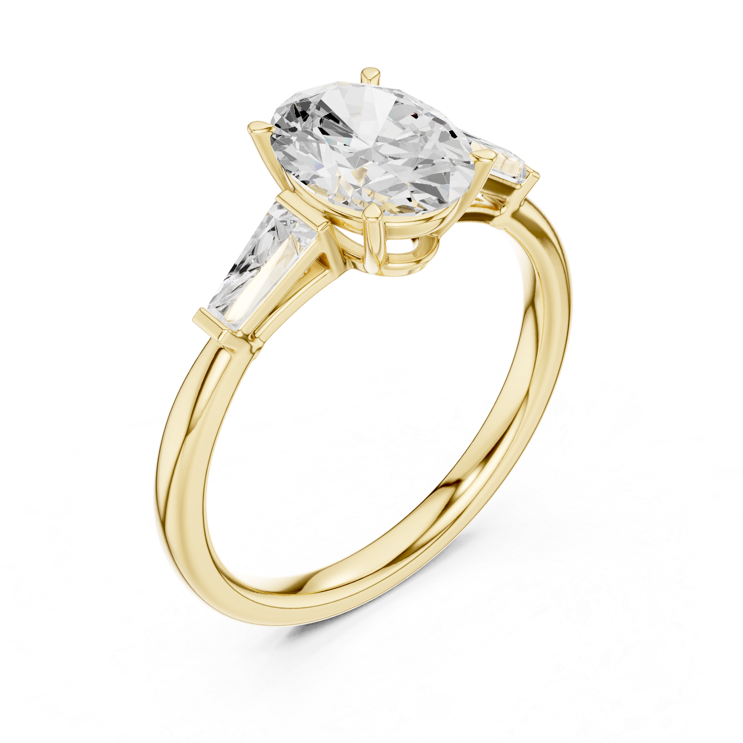 Oval And Baguette Brilliant Moissanite VVS1 Eternity Engagement Ring