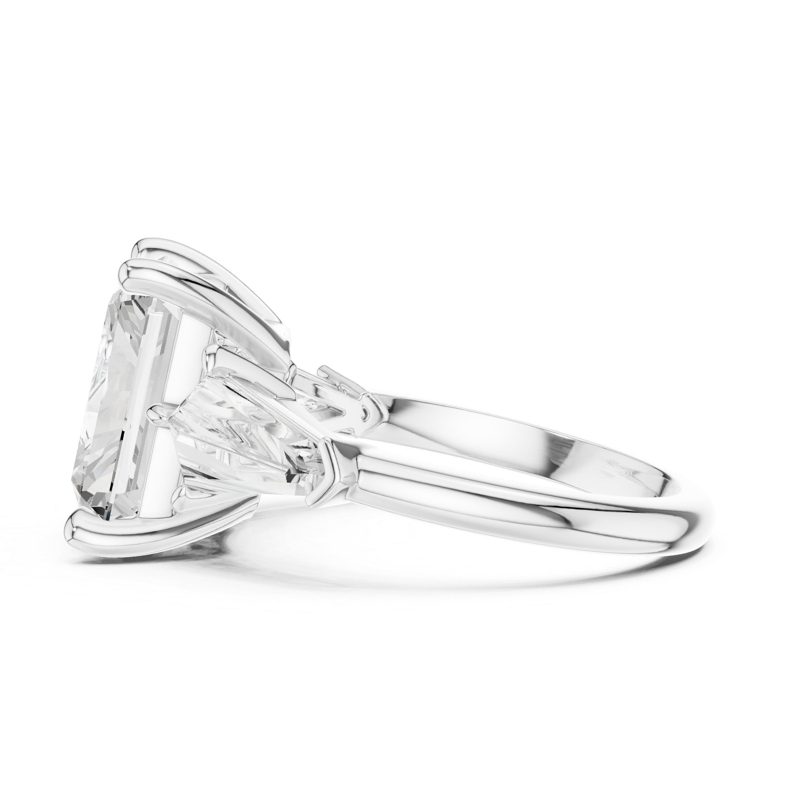 Radiant And Baguette Brilliant Moissanite VVS1 Eternity Engagement Ring