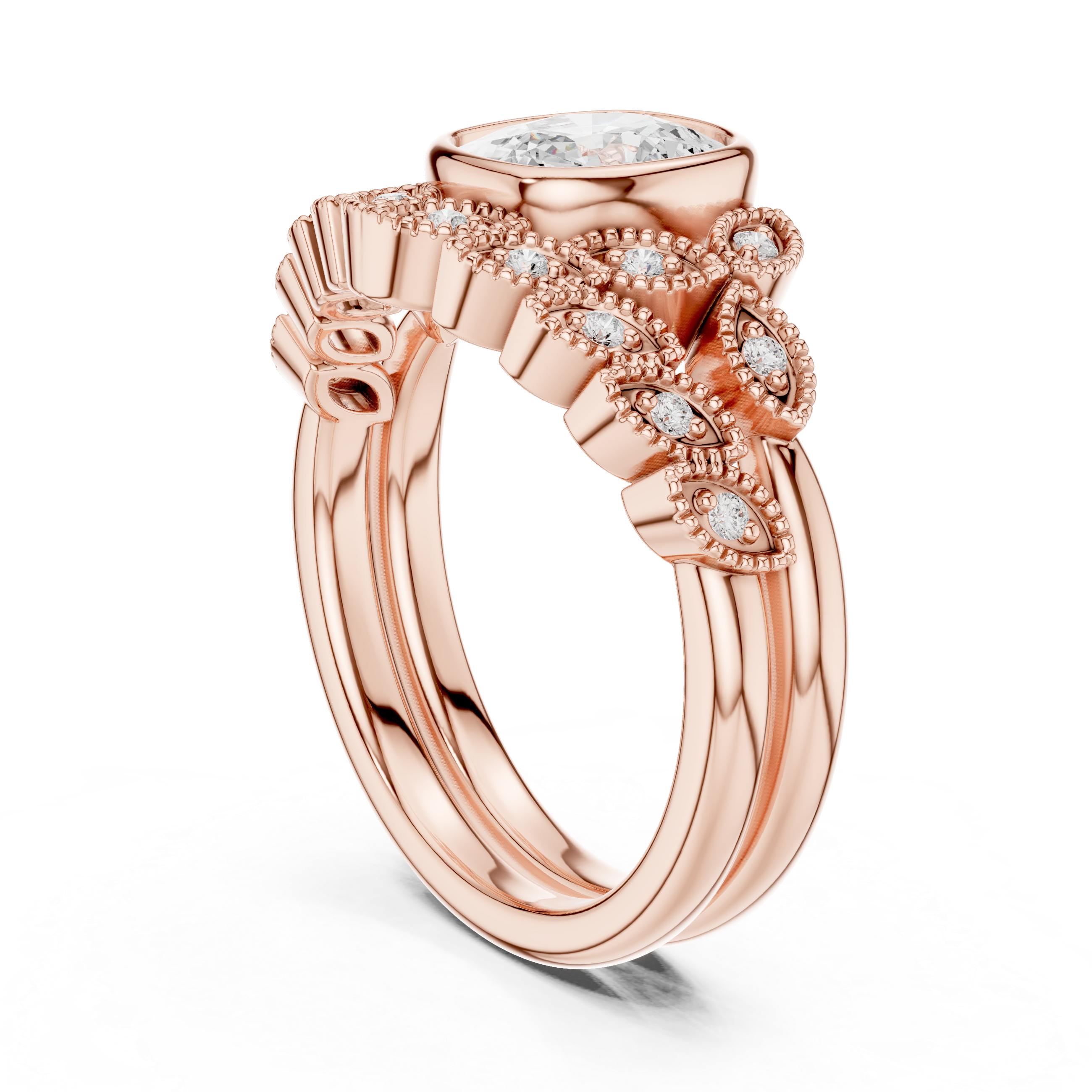 Cushion And Round Cut Brilliant Moissanite VVS1 Eternity Engagement Ring