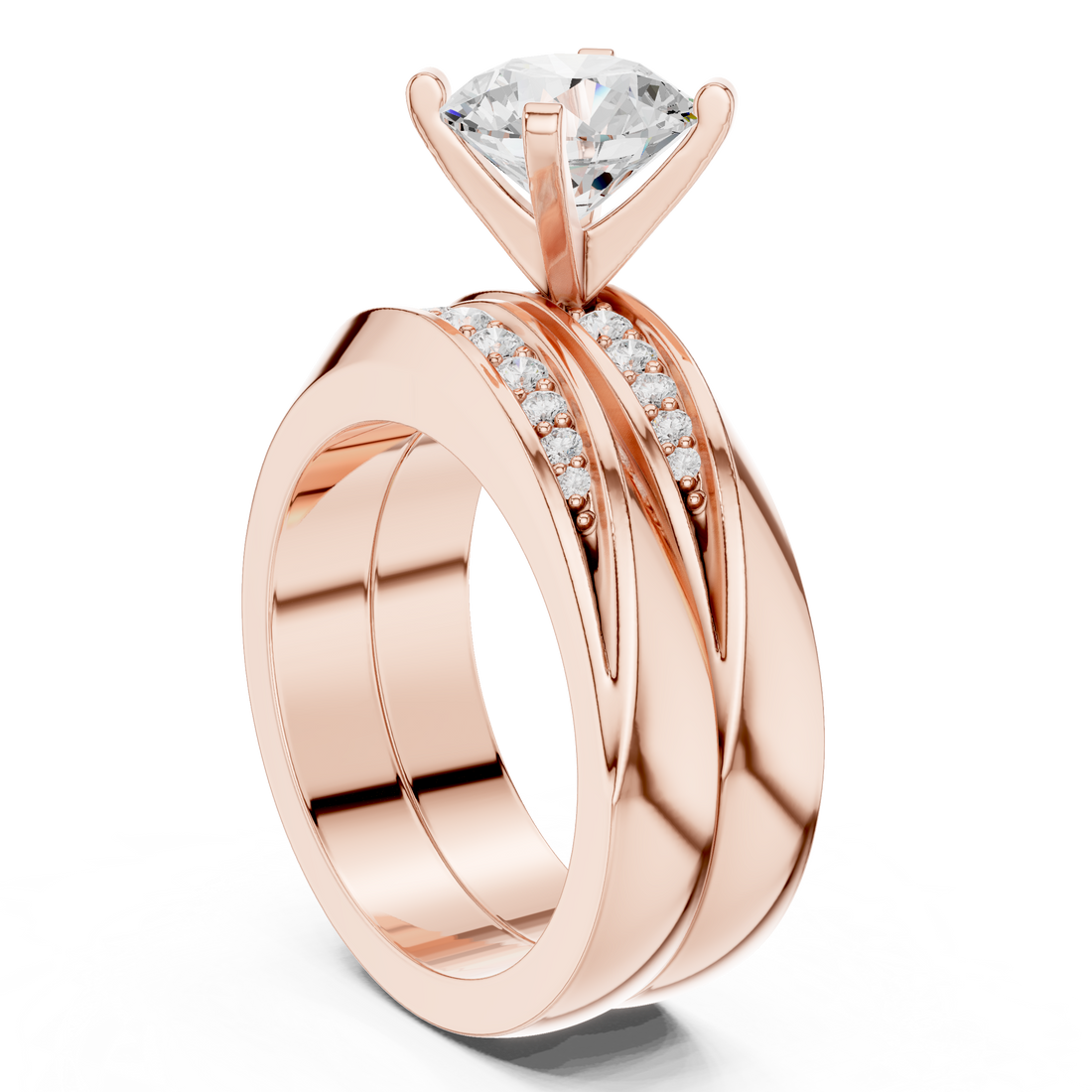 Round Cut Brilliant Moissanite VVS1 Eternity Engagement Ring