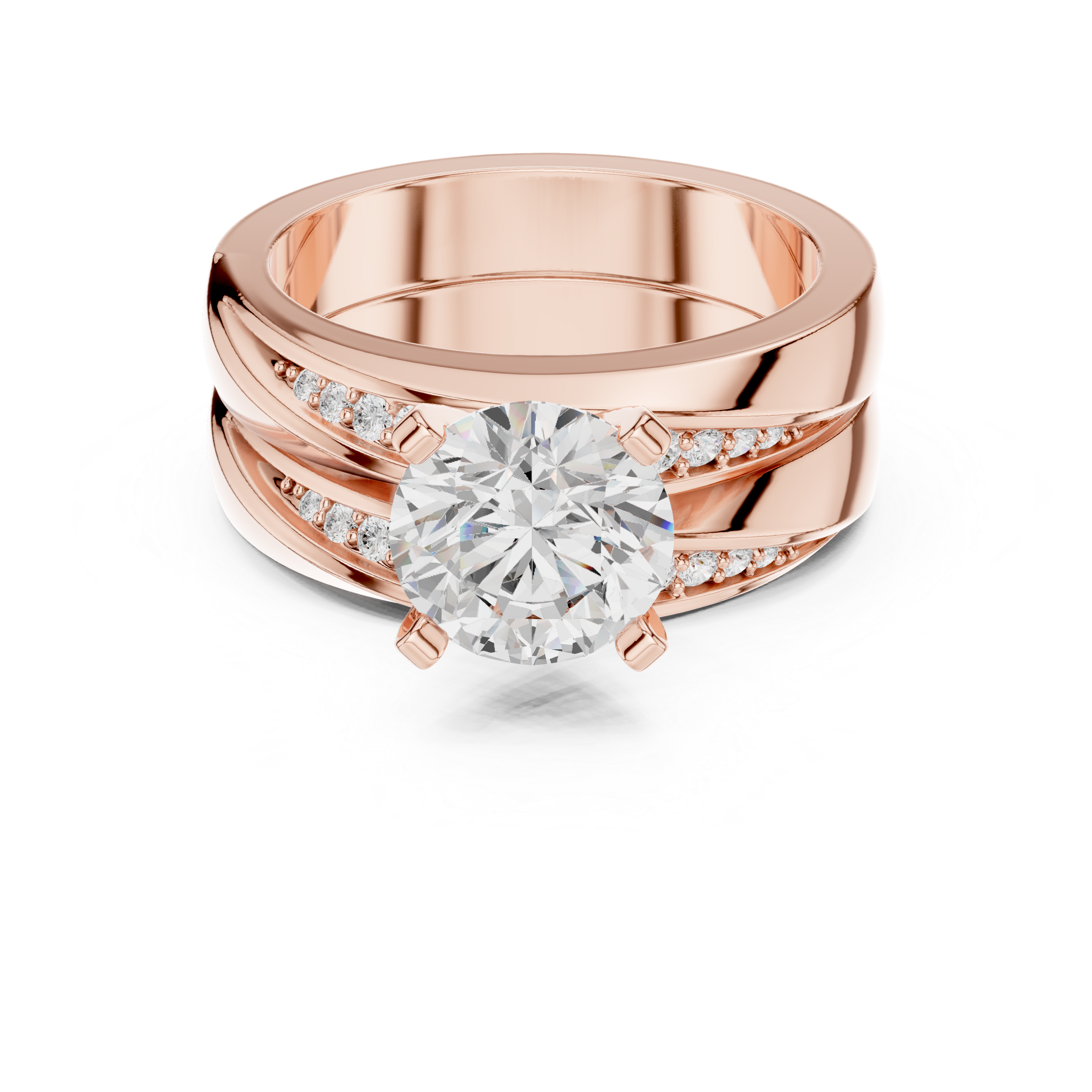 Round Cut Brilliant Moissanite VVS1 Eternity Engagement Ring