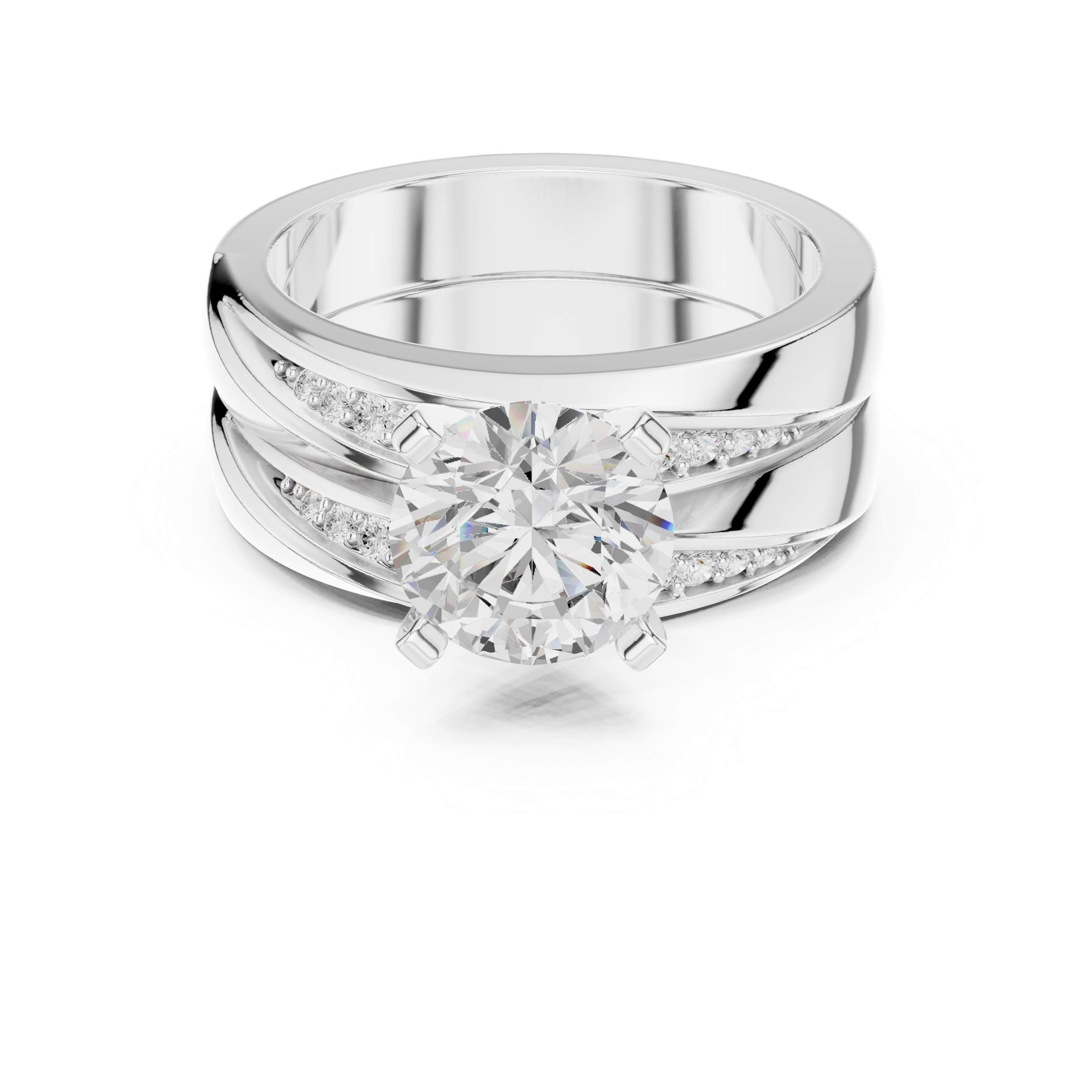 Round Cut Brilliant Moissanite VVS1 Eternity Engagement Ring