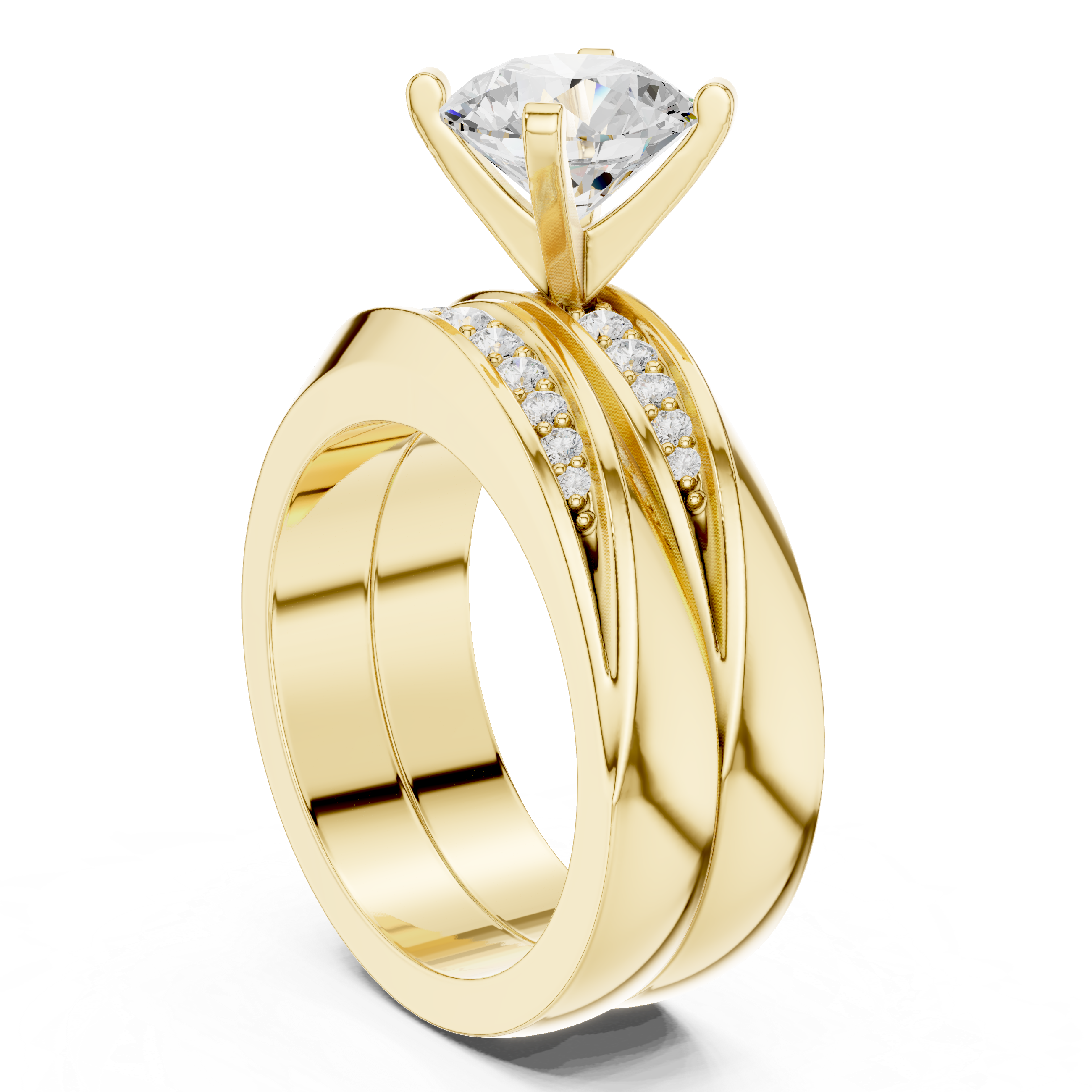 Round Cut Brilliant Moissanite VVS1 Eternity Engagement Ring