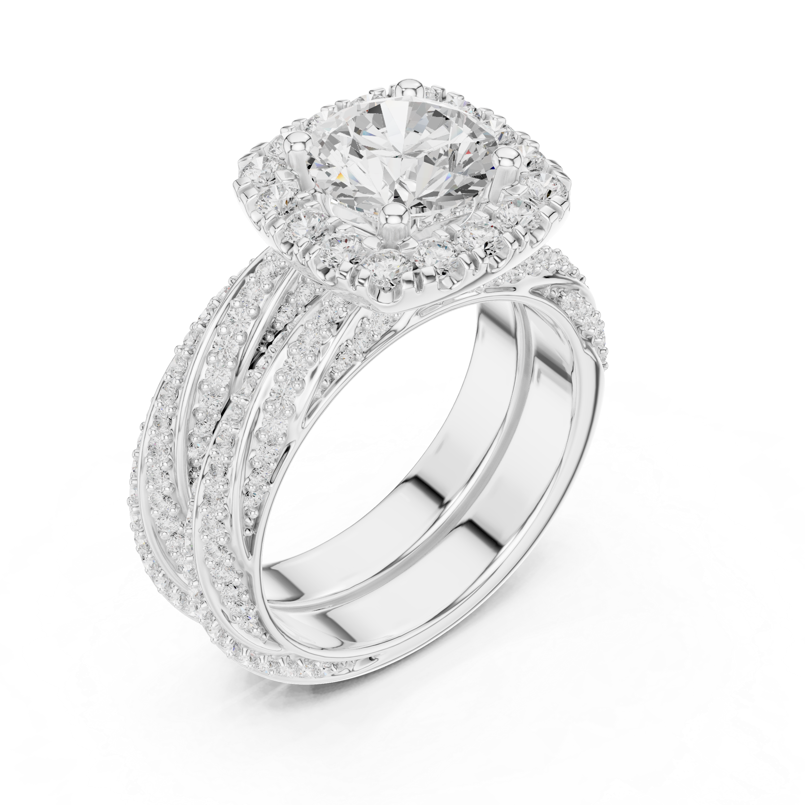 Round Cut Brilliant Moissanite VVS1 Eternity Engagement Ring