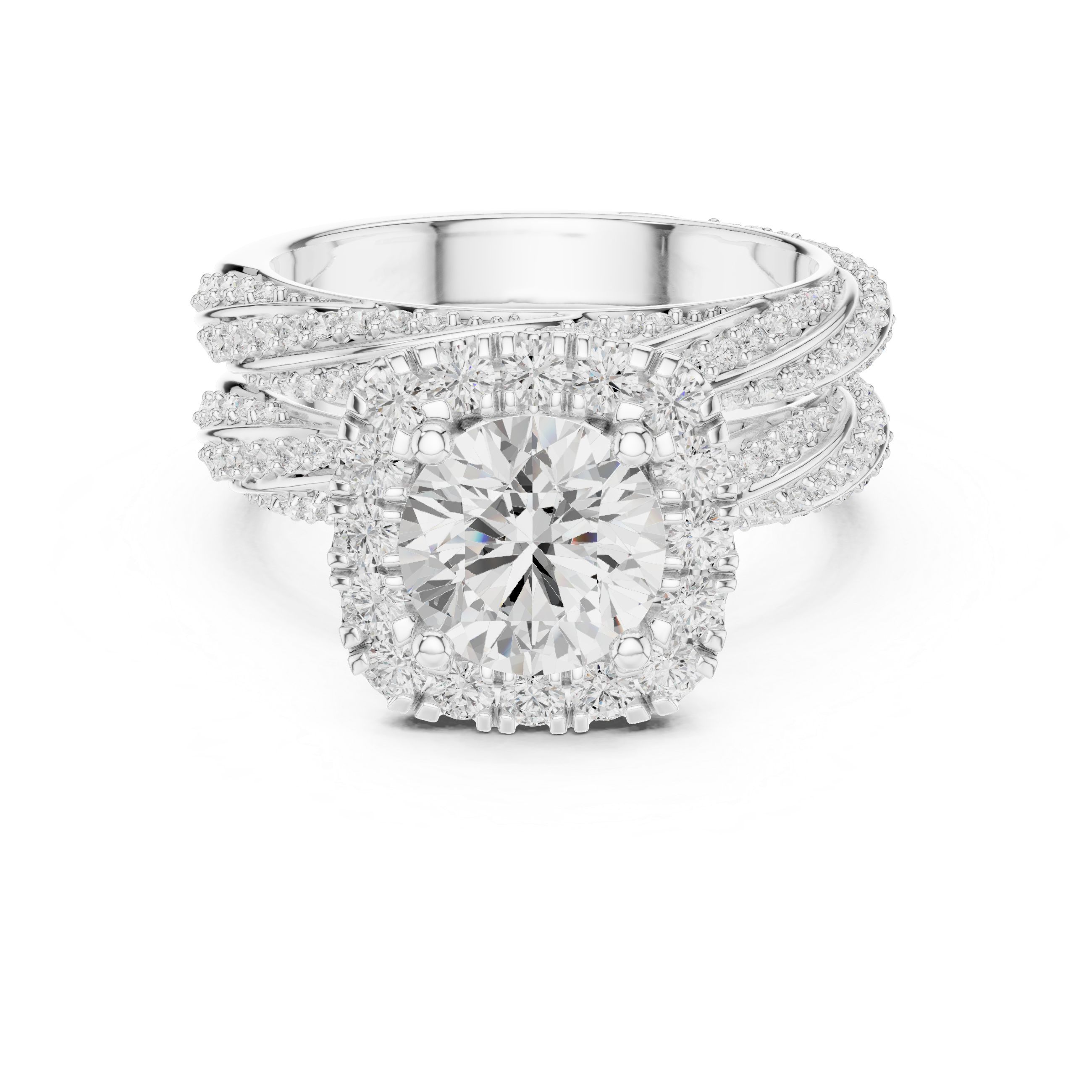 Round Cut Brilliant Moissanite VVS1 Eternity Engagement Ring
