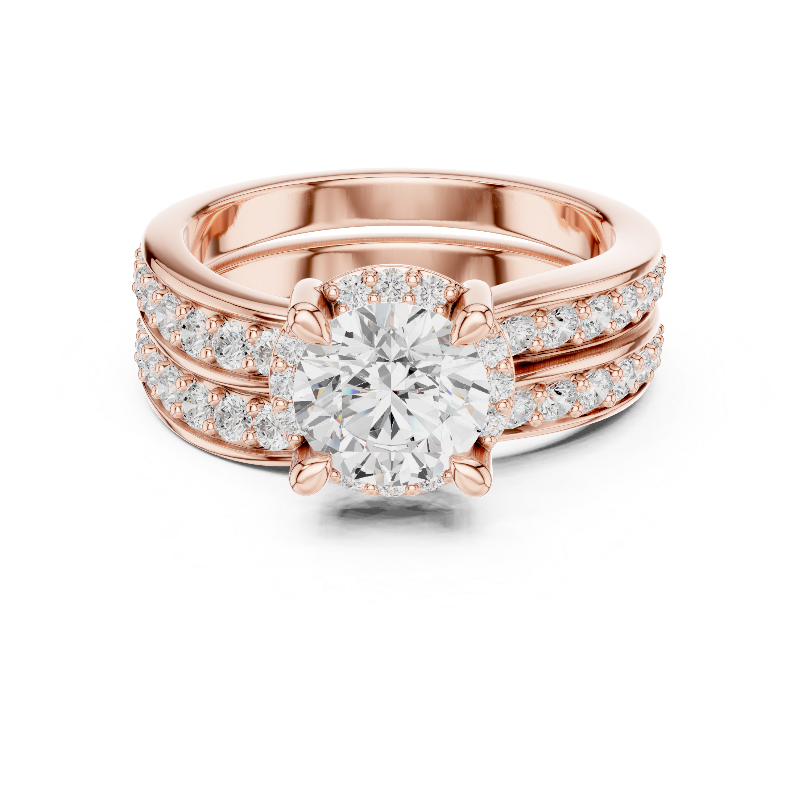 Round Cut Brilliant Moissanite VVS1 Eternity Engagement Ring