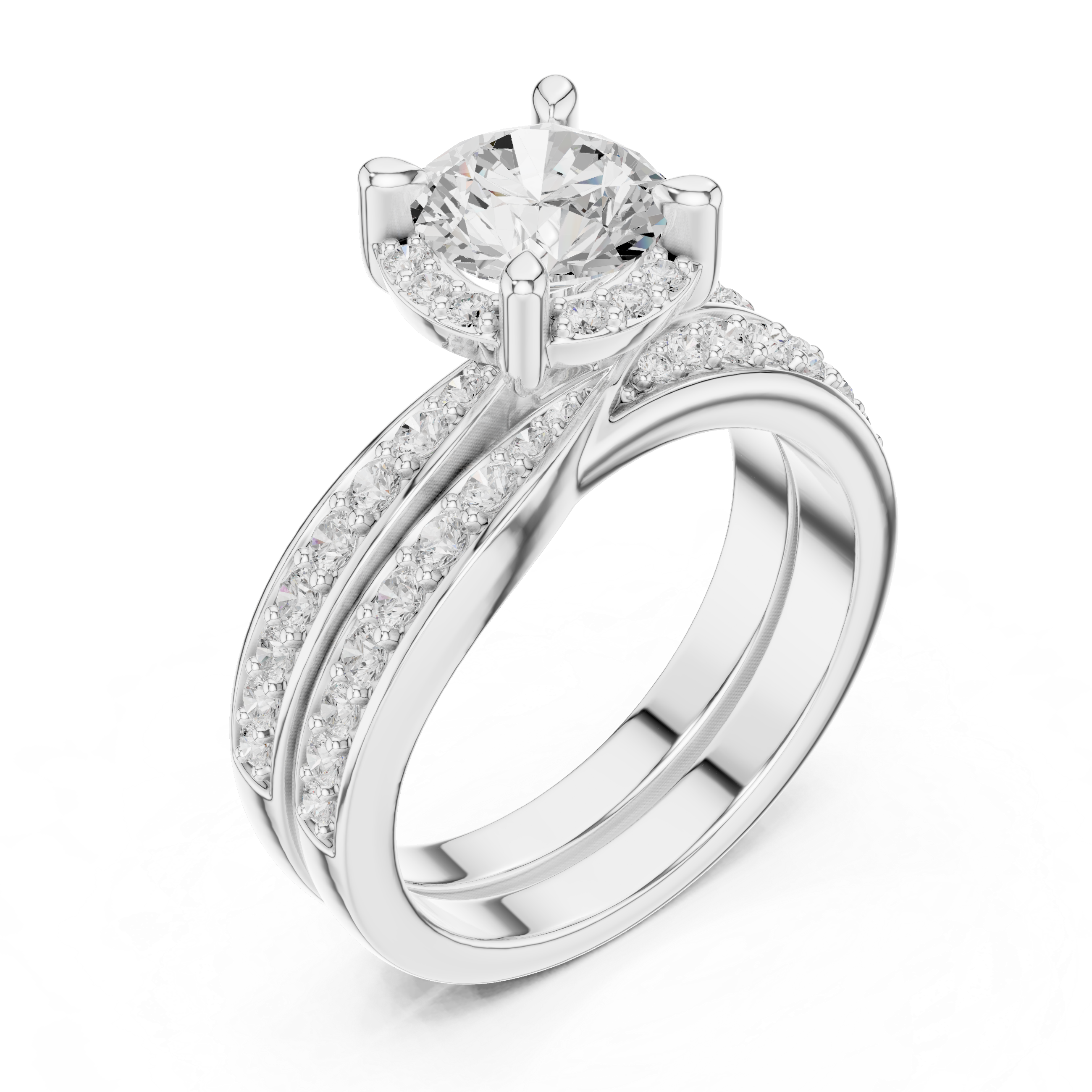 Round Cut Brilliant Moissanite VVS1 Eternity Engagement Ring