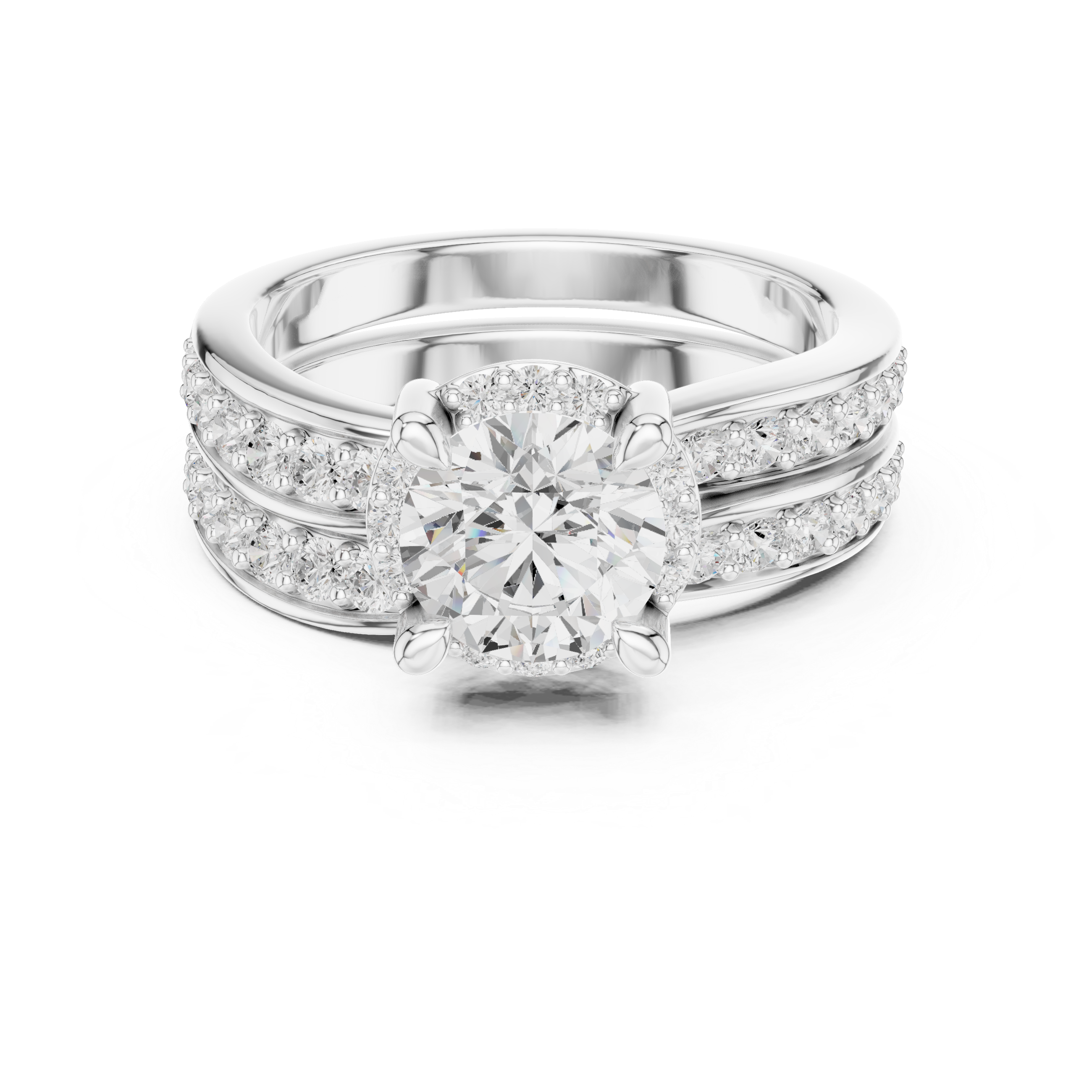 Round Cut Brilliant Moissanite VVS1 Eternity Engagement Ring
