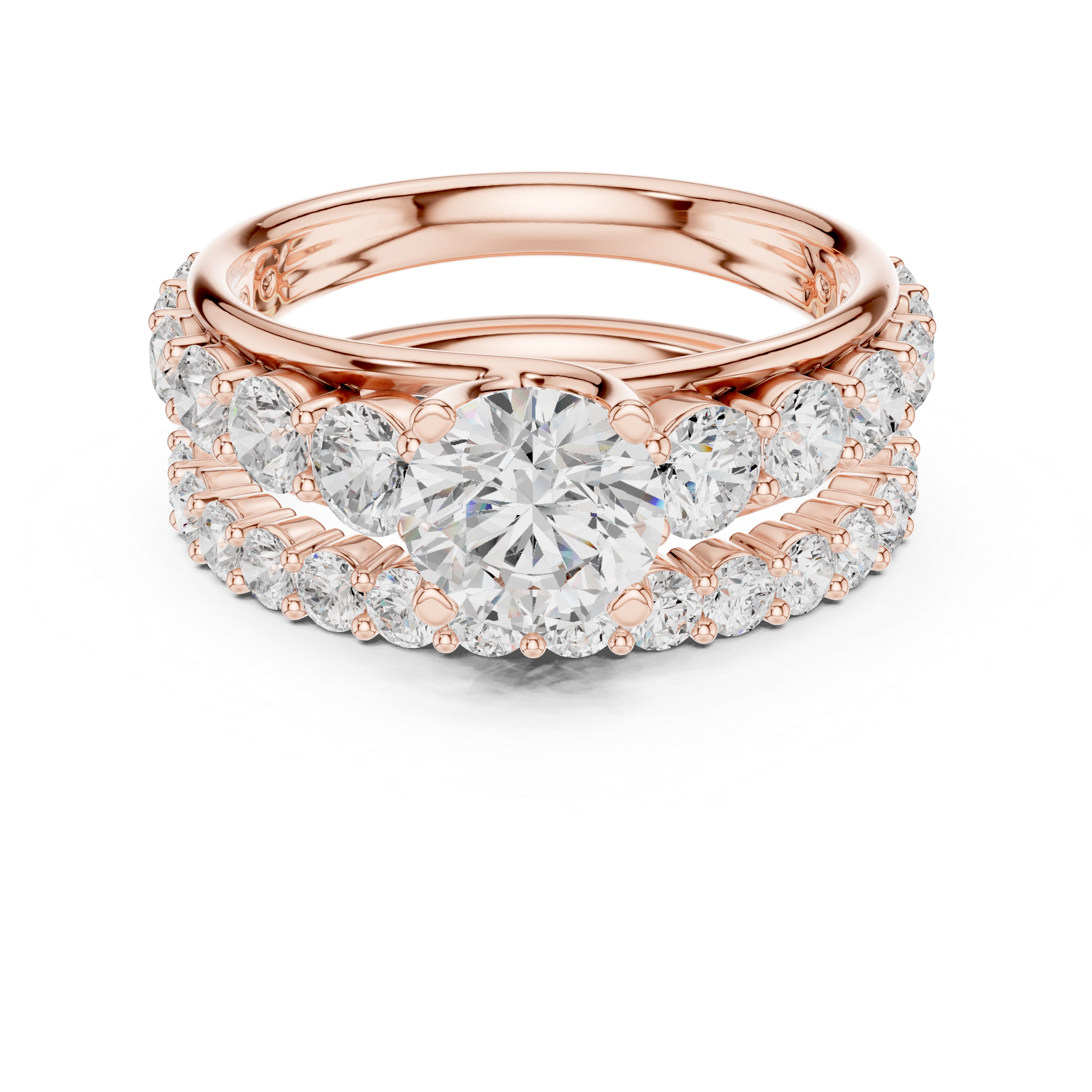 Round Cut Brilliant Moissanite VVS1 Eternity Engagement Ring