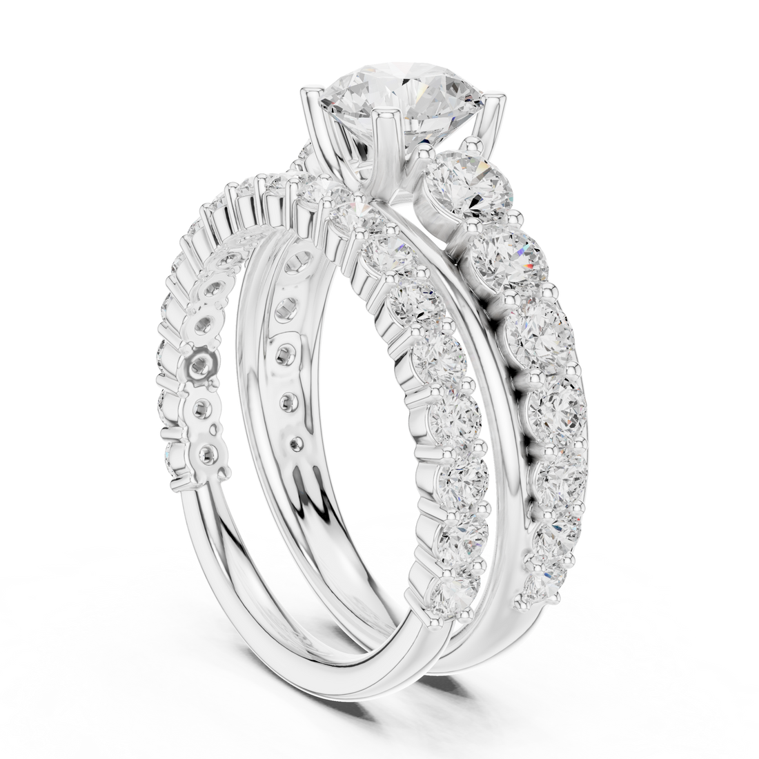 Round Cut Brilliant Moissanite VVS1 Eternity Engagement Ring