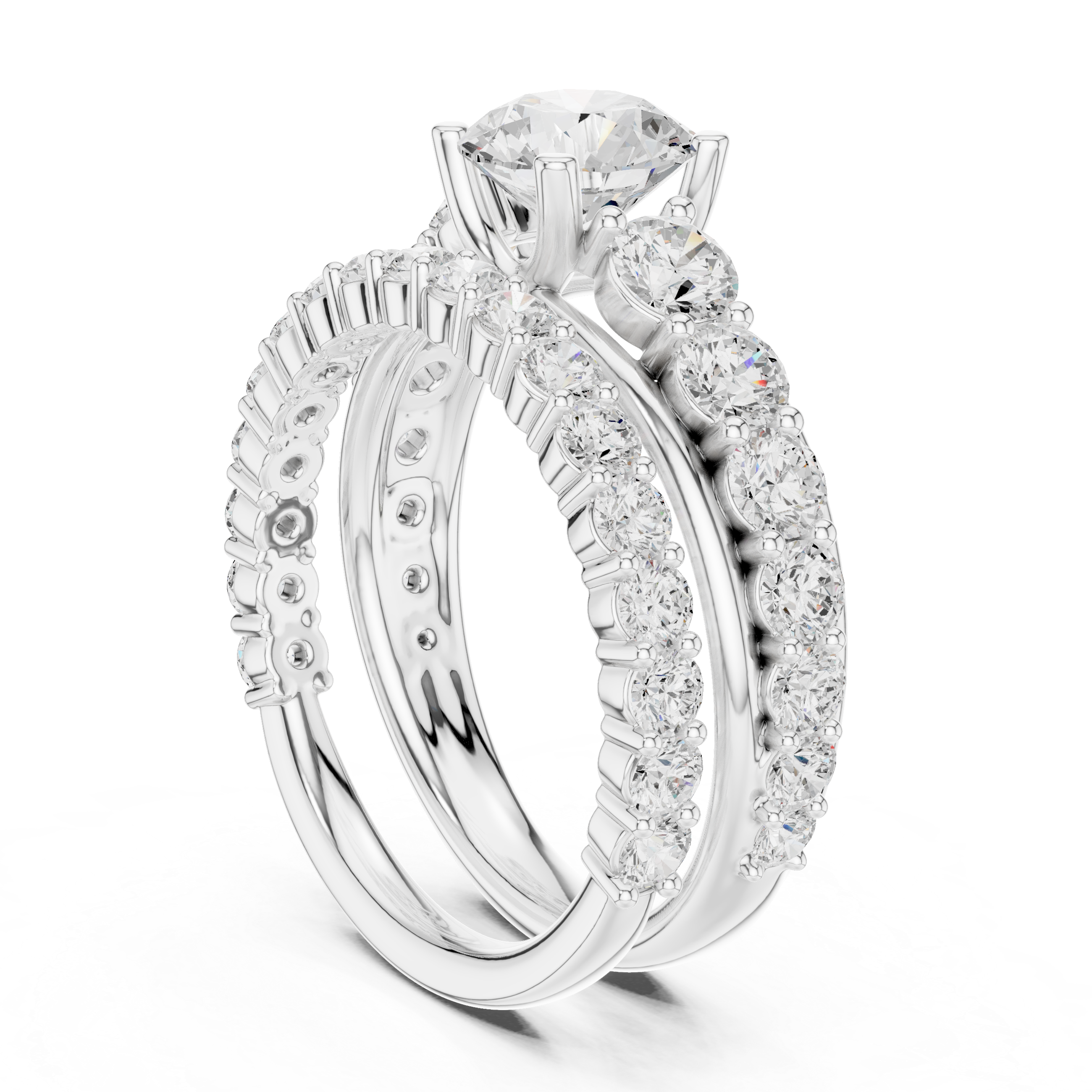 Round Cut Brilliant Moissanite VVS1 Eternity Engagement Ring