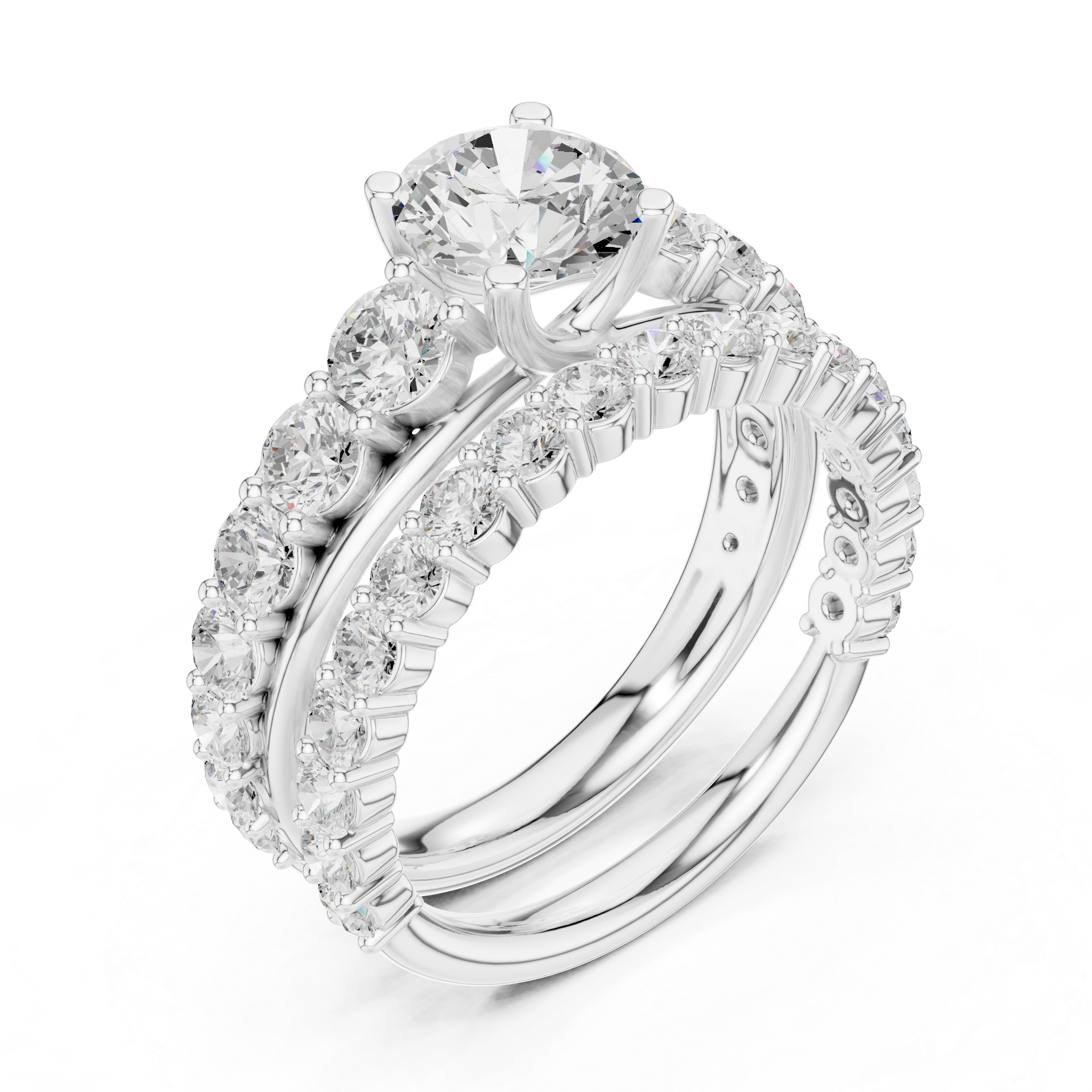 Round Cut Brilliant Moissanite VVS1 Eternity Engagement Ring