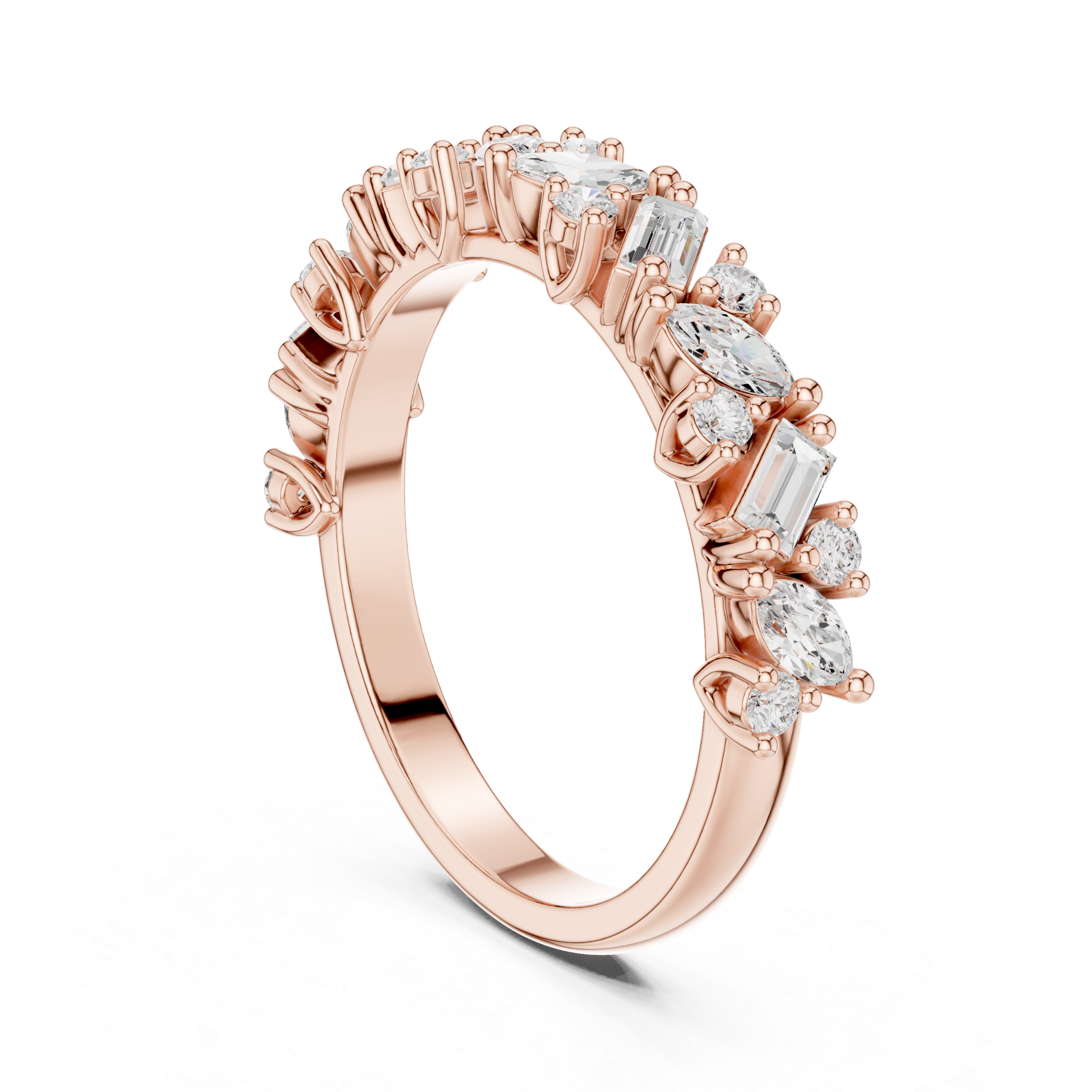 Marquise, Round And Emerald Cut Brilliant Moissanite VVS1 Eternity Band