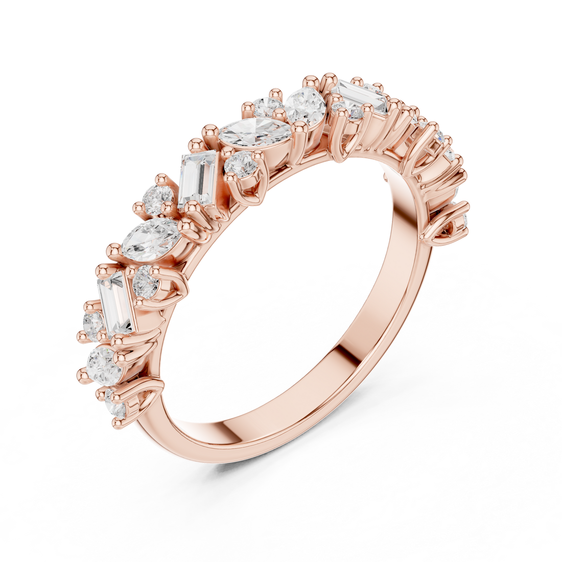 Marquise, Round And Emerald Cut Brilliant Moissanite VVS1 Eternity Band