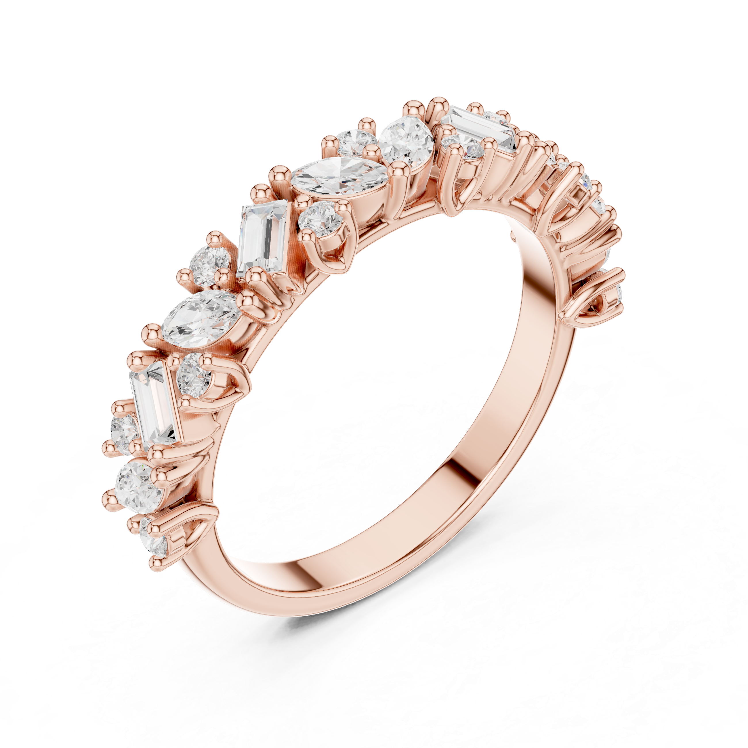 Marquise, Round And Emerald Cut Brilliant Moissanite VVS1 Eternity Band