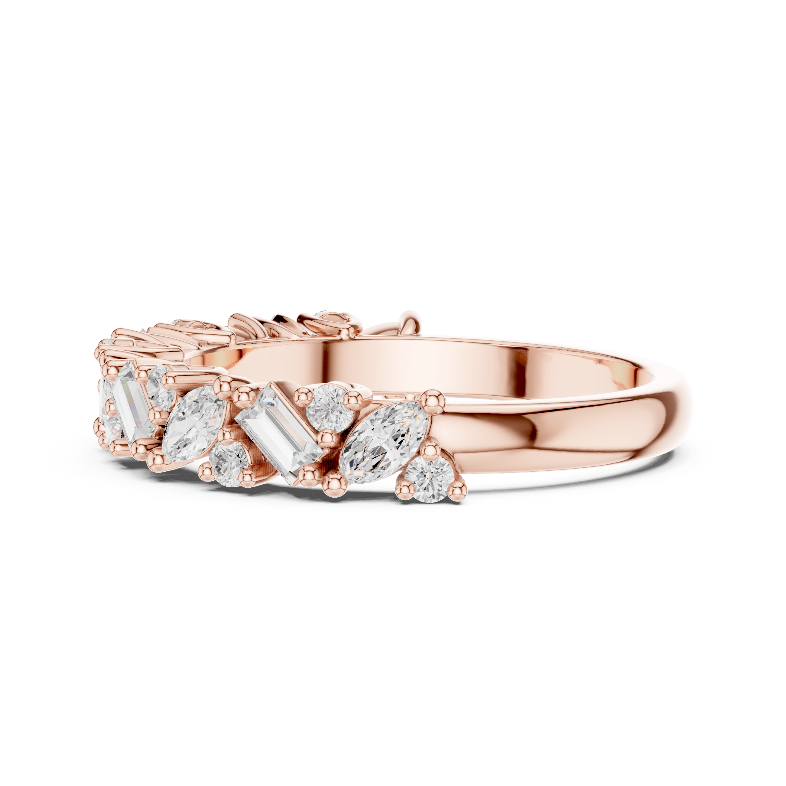 Marquise, Round And Emerald Cut Brilliant Moissanite VVS1 Eternity Band