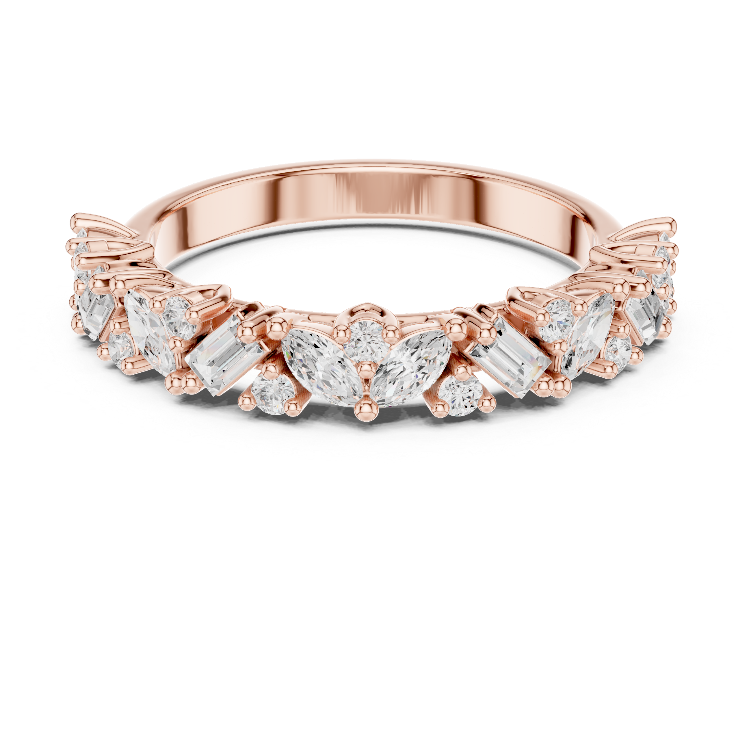 Marquise, Round And Emerald Cut Brilliant Moissanite VVS1 Eternity Band