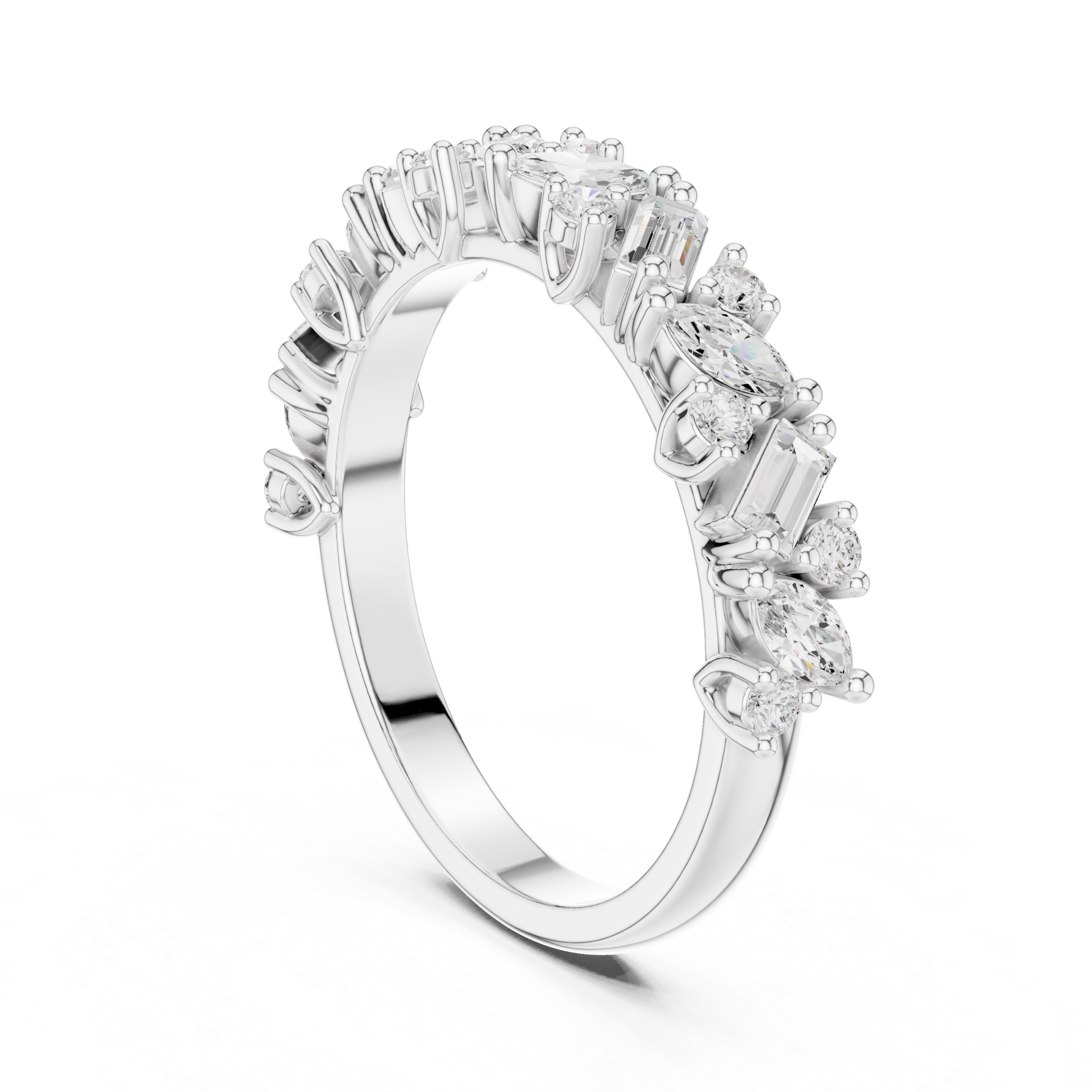 Marquise, Round And Emerald Cut Brilliant Moissanite VVS1 Eternity Band