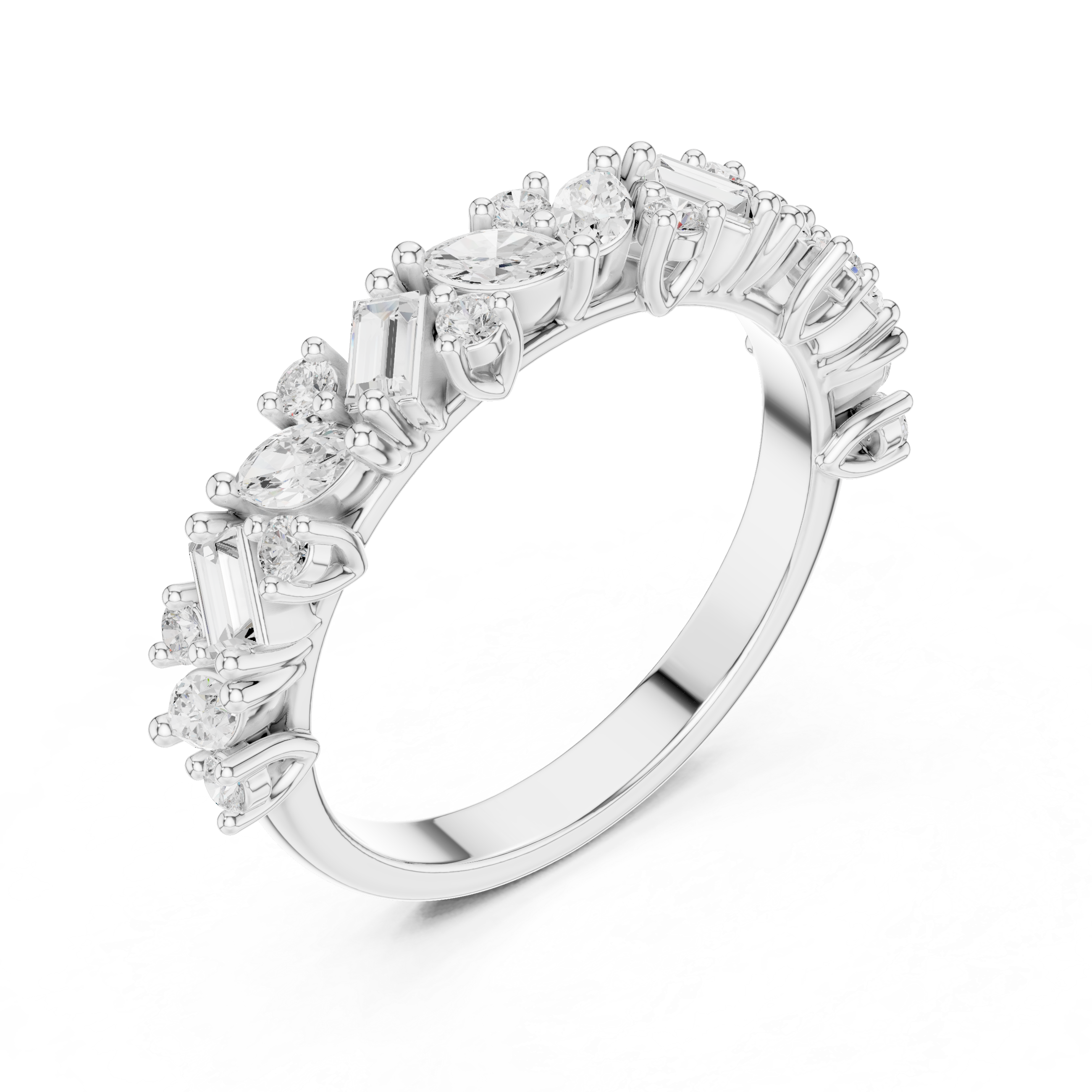 Marquise, Round And Emerald Cut Brilliant Moissanite VVS1 Eternity Band