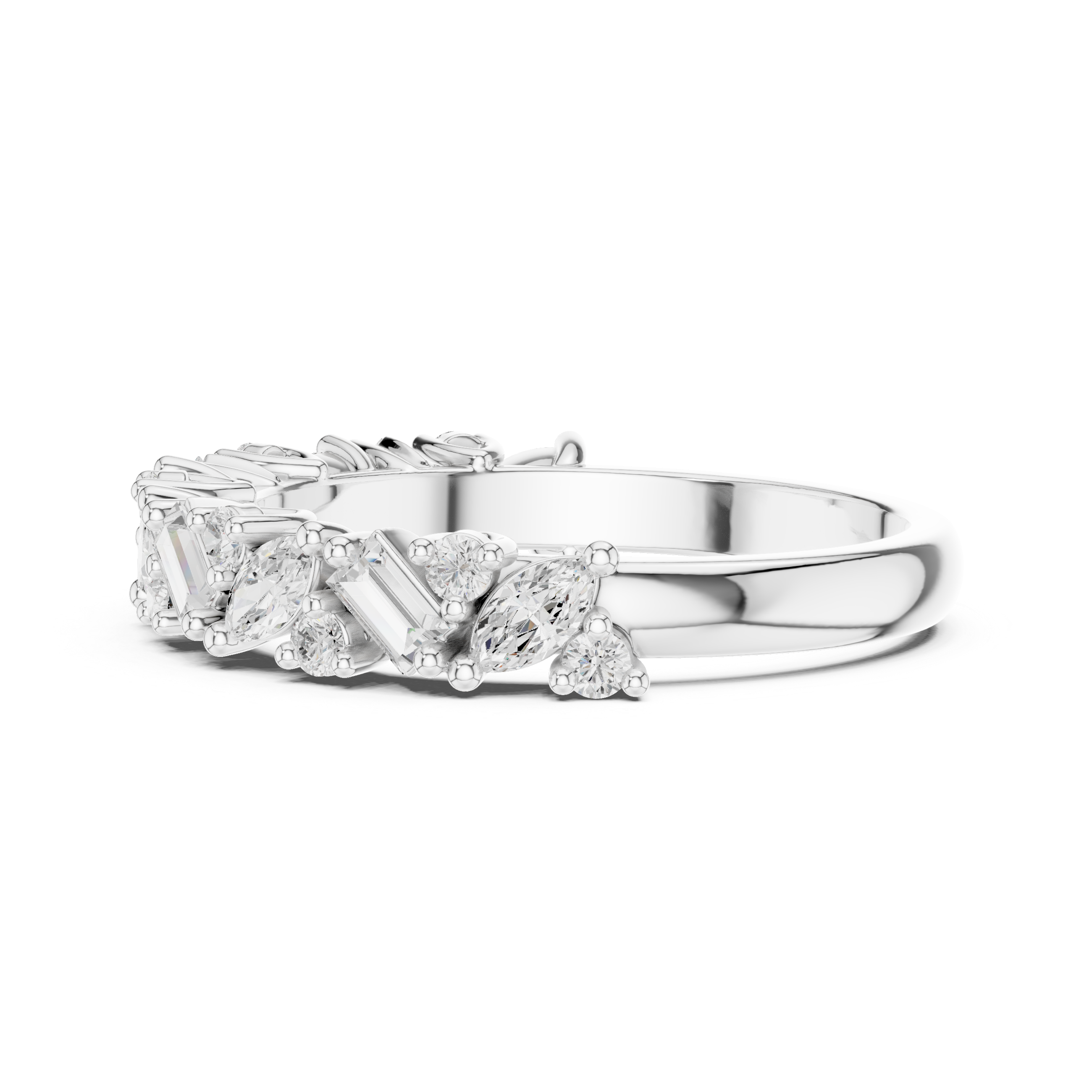 Marquise, Round And Emerald Cut Brilliant Moissanite VVS1 Eternity Band