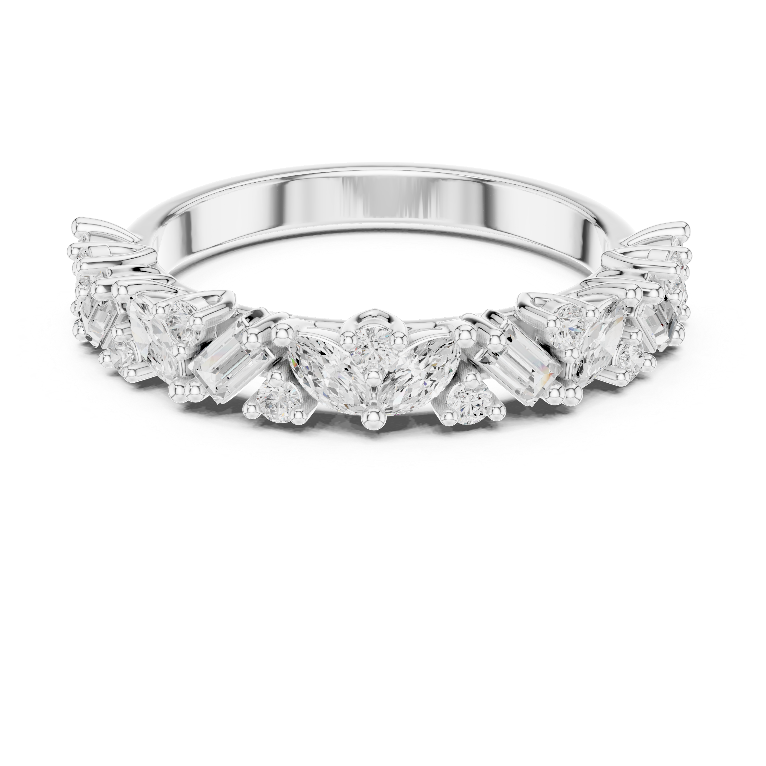 Marquise, Round And Emerald Cut Brilliant Moissanite VVS1 Eternity Band