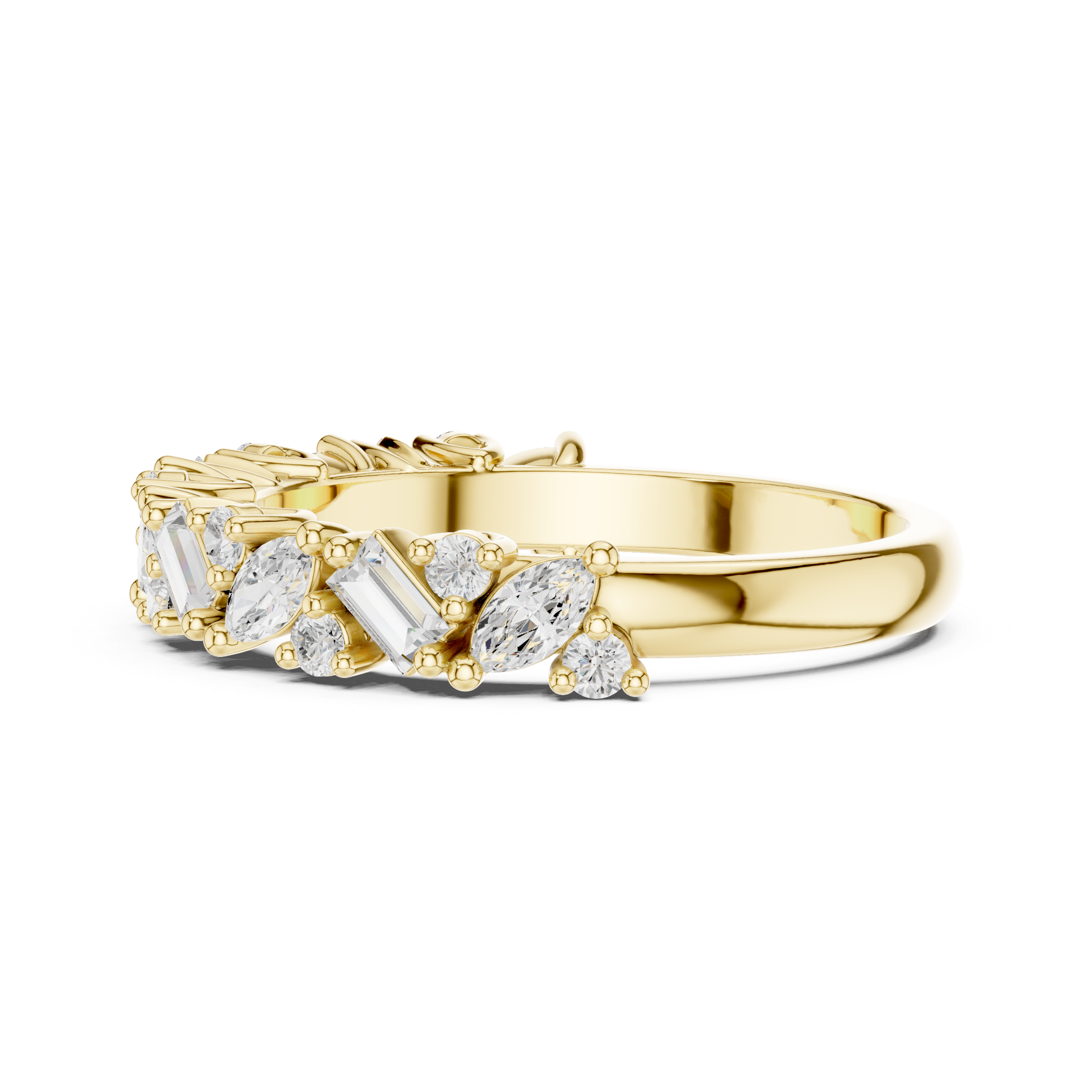 Marquise, Round And Emerald Cut Brilliant Moissanite VVS1 Eternity Band