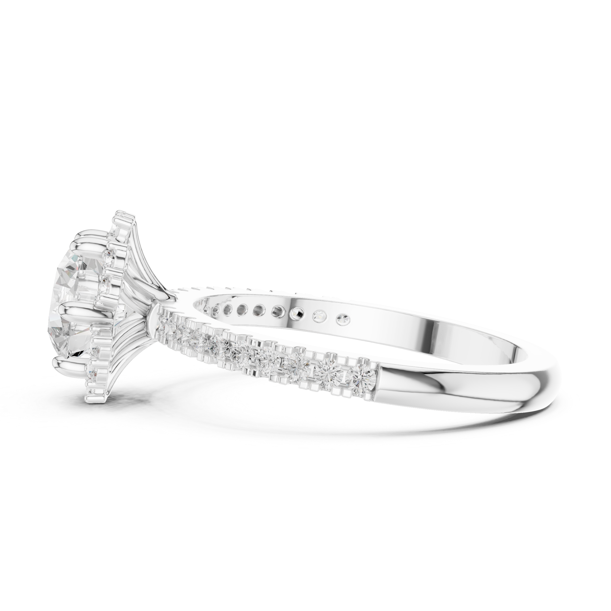 Round Cut Brilliant Moissanite VVS1 Eternity Engagement Ring