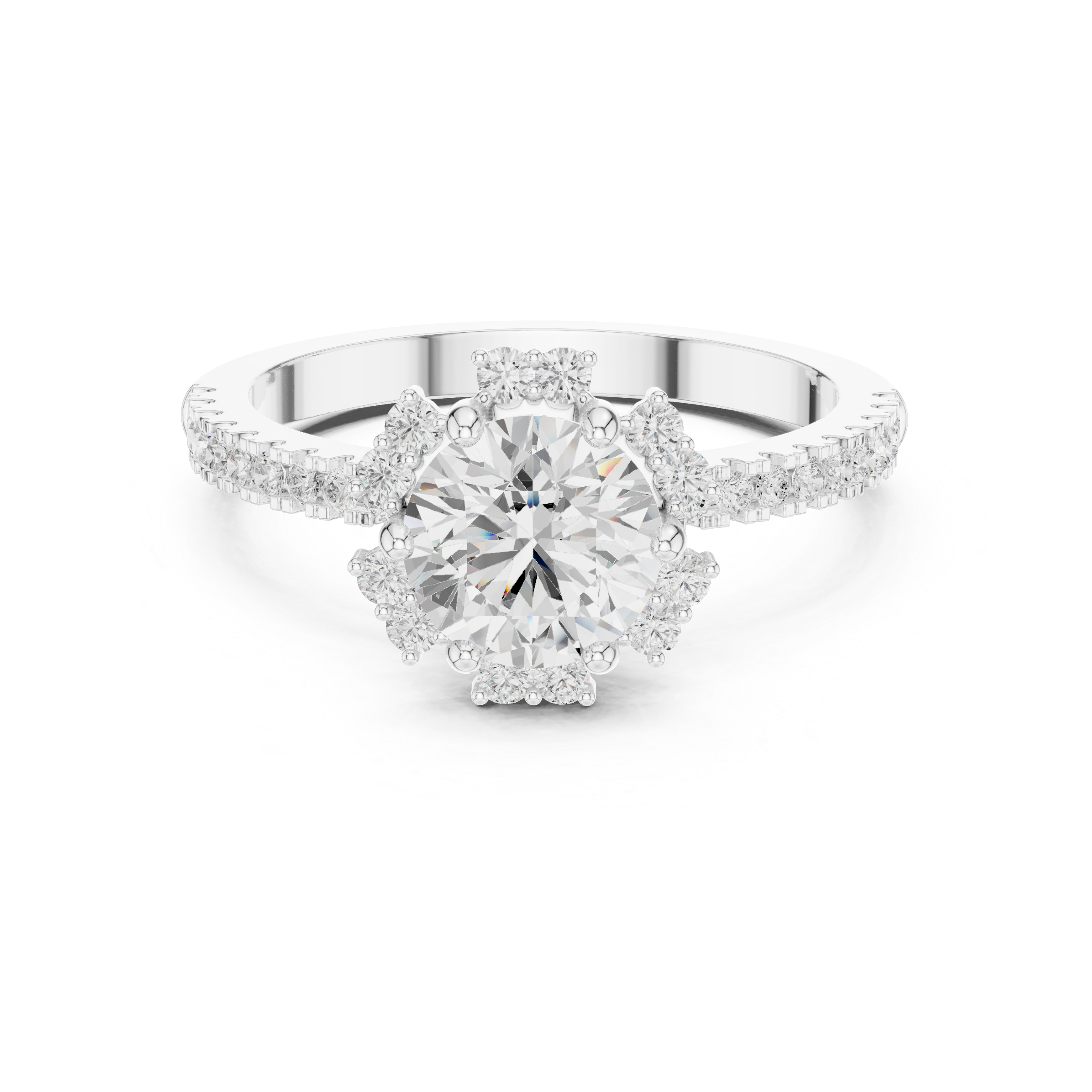 Round Cut Brilliant Moissanite VVS1 Eternity Engagement Ring