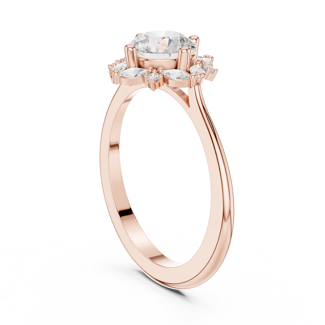 Round And Marquise Cut Brilliant Moissanite VVS1 Eternity Engagement Ring