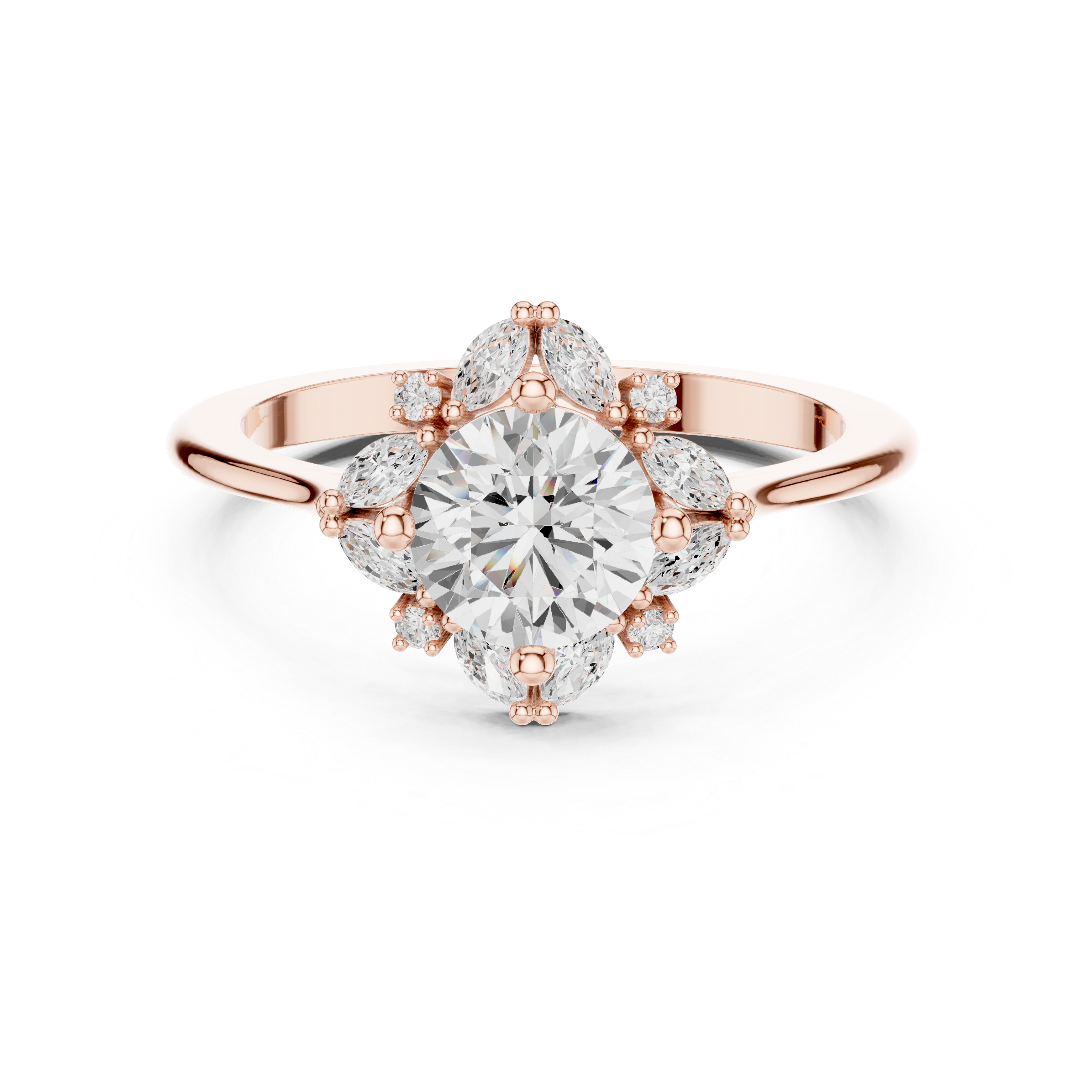 Round And Marquise Cut Brilliant Moissanite VVS1 Eternity Engagement Ring