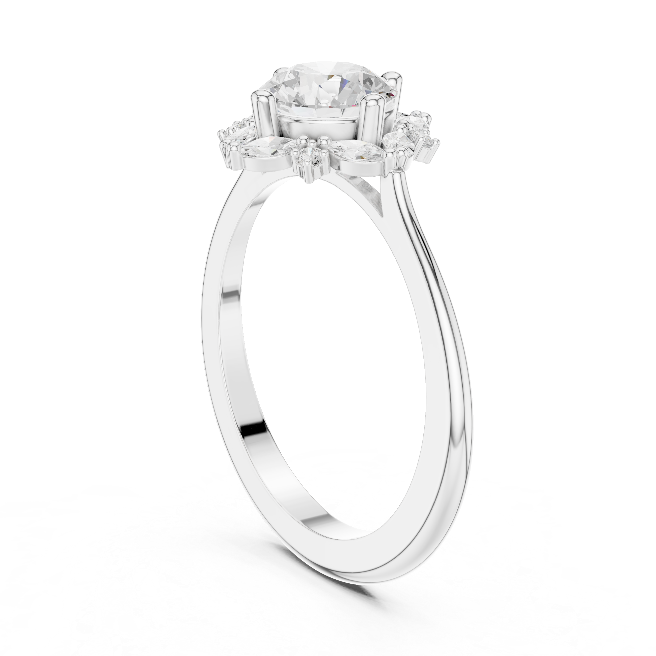 Round And Marquise Cut Brilliant Moissanite VVS1 Eternity Engagement Ring