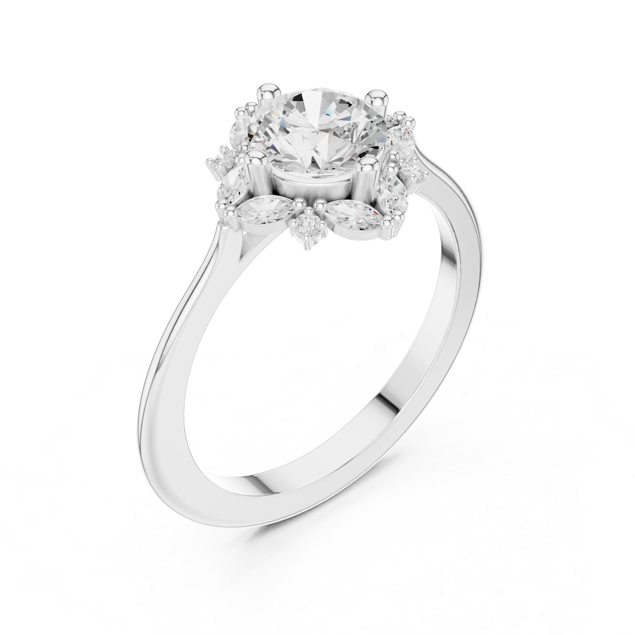 Round And Marquise Cut Brilliant Moissanite VVS1 Eternity Engagement Ring
