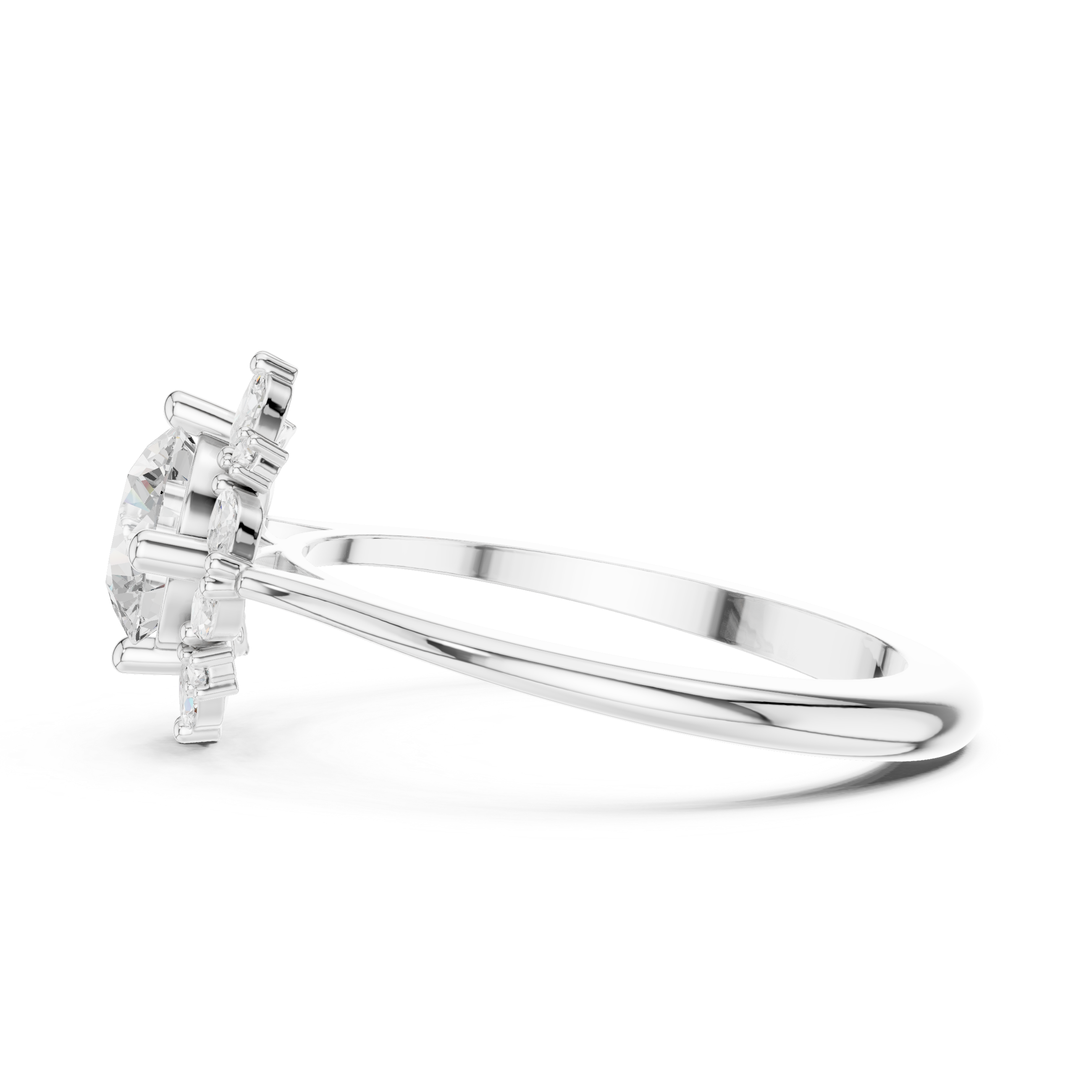 Round And Marquise Cut Brilliant Moissanite VVS1 Eternity Engagement Ring