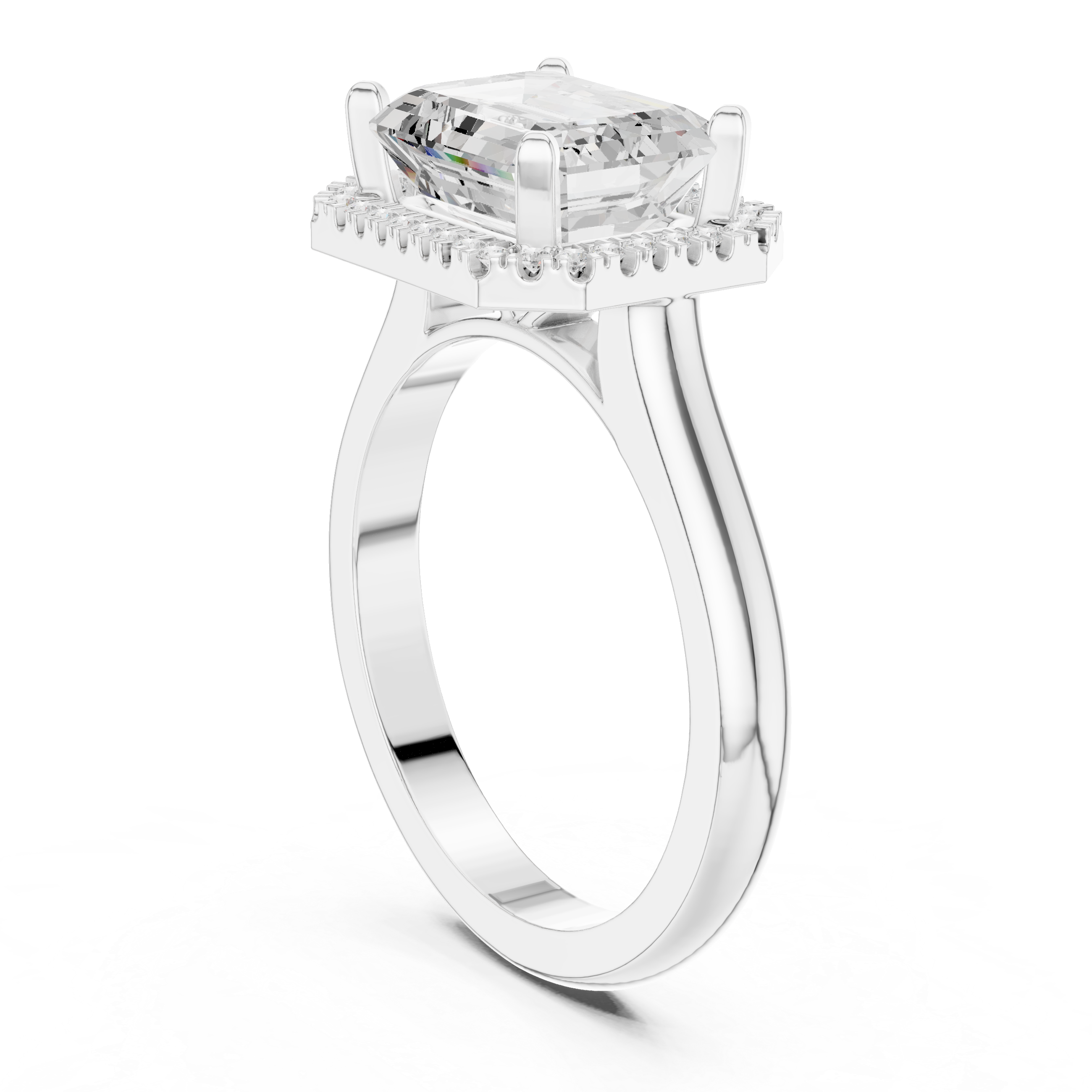 Emerald And Round Cut Brilliant Moissanite VVS1 Eternity Engagement Ring