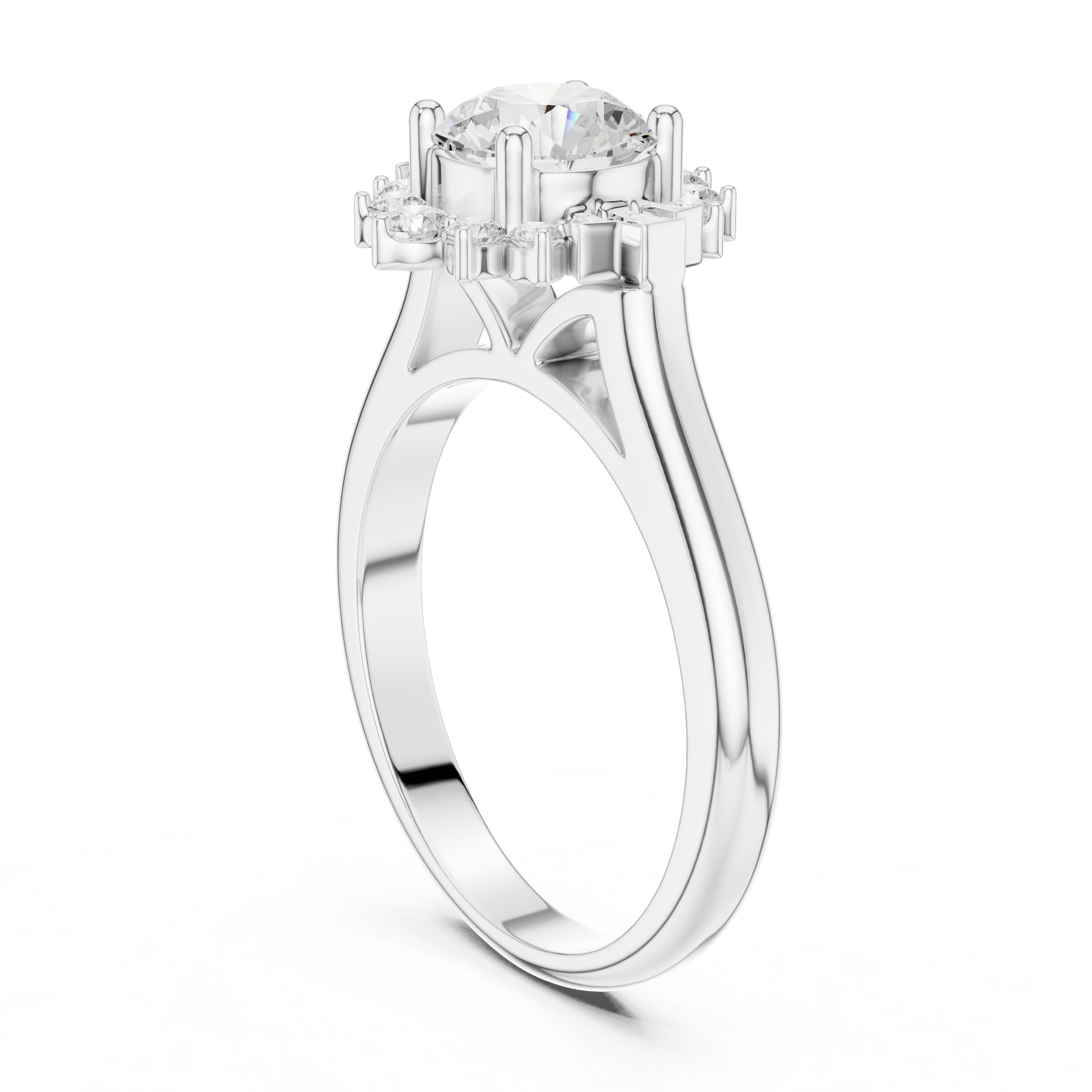 Round And Baguette Cut Brilliant Moissanite VVS1 Eternity Engagement Ring