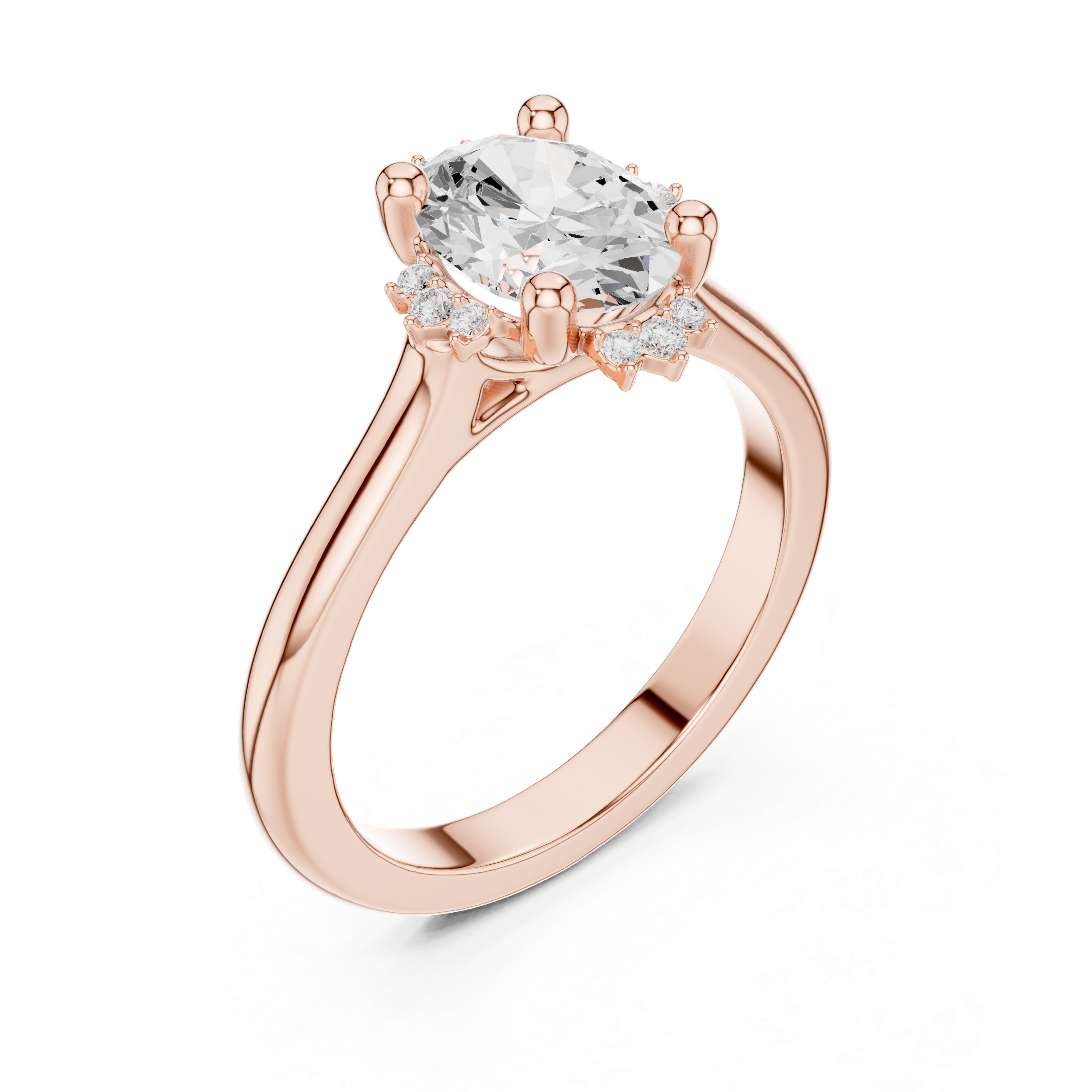 Oval And Round Brilliant Moissanite VVS1 Eternity Engagement Ring