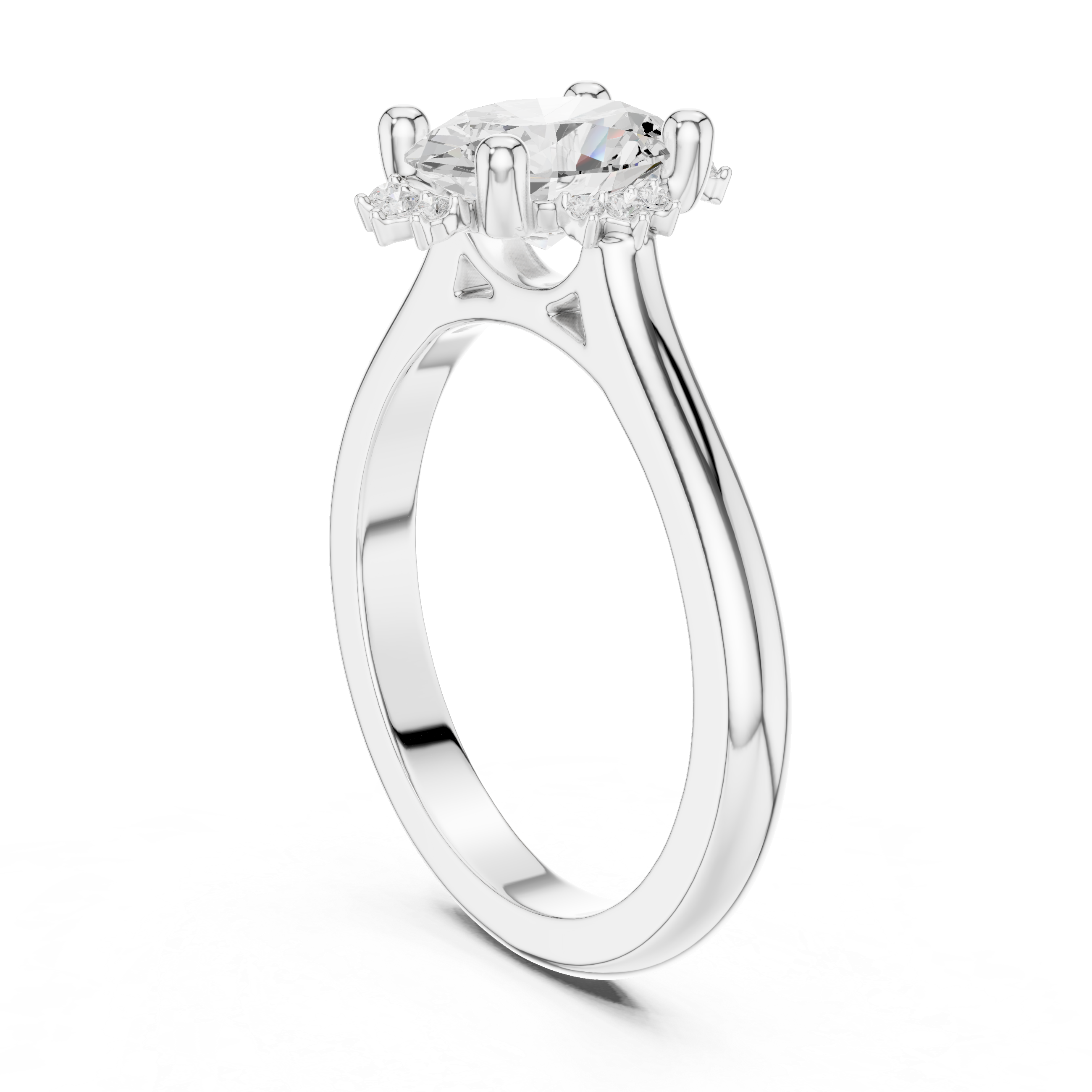 Oval And Round Brilliant Moissanite VVS1 Eternity Engagement Ring