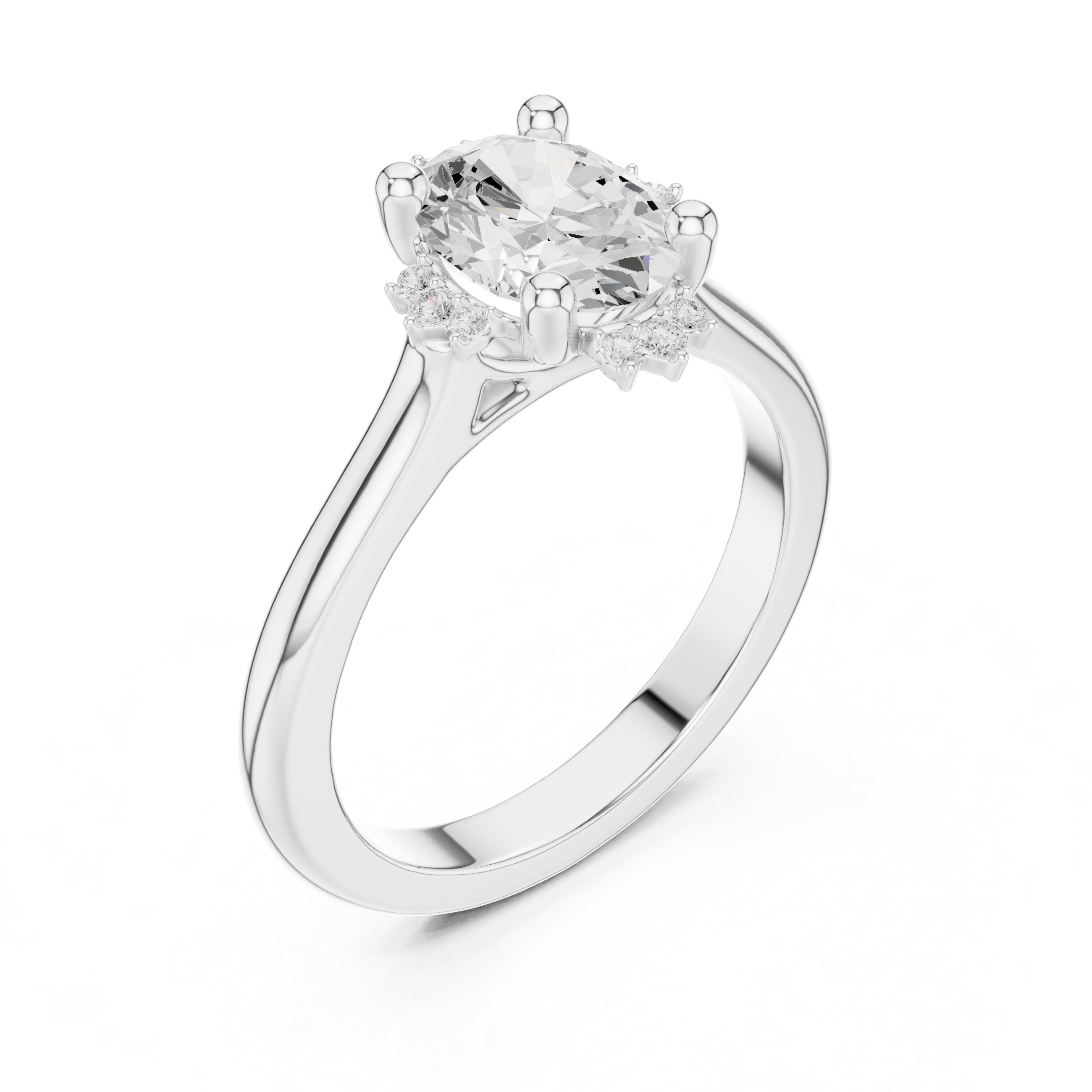Oval And Round Brilliant Moissanite VVS1 Eternity Engagement Ring