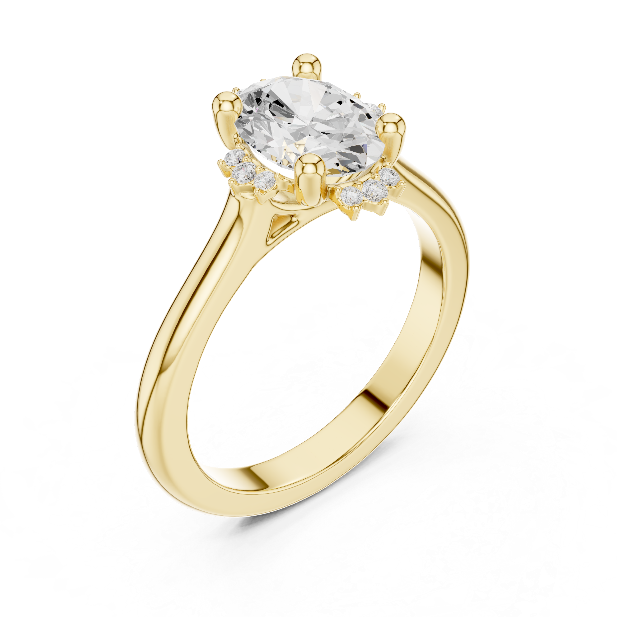 Oval And Round Brilliant Moissanite VVS1 Eternity Engagement Ring