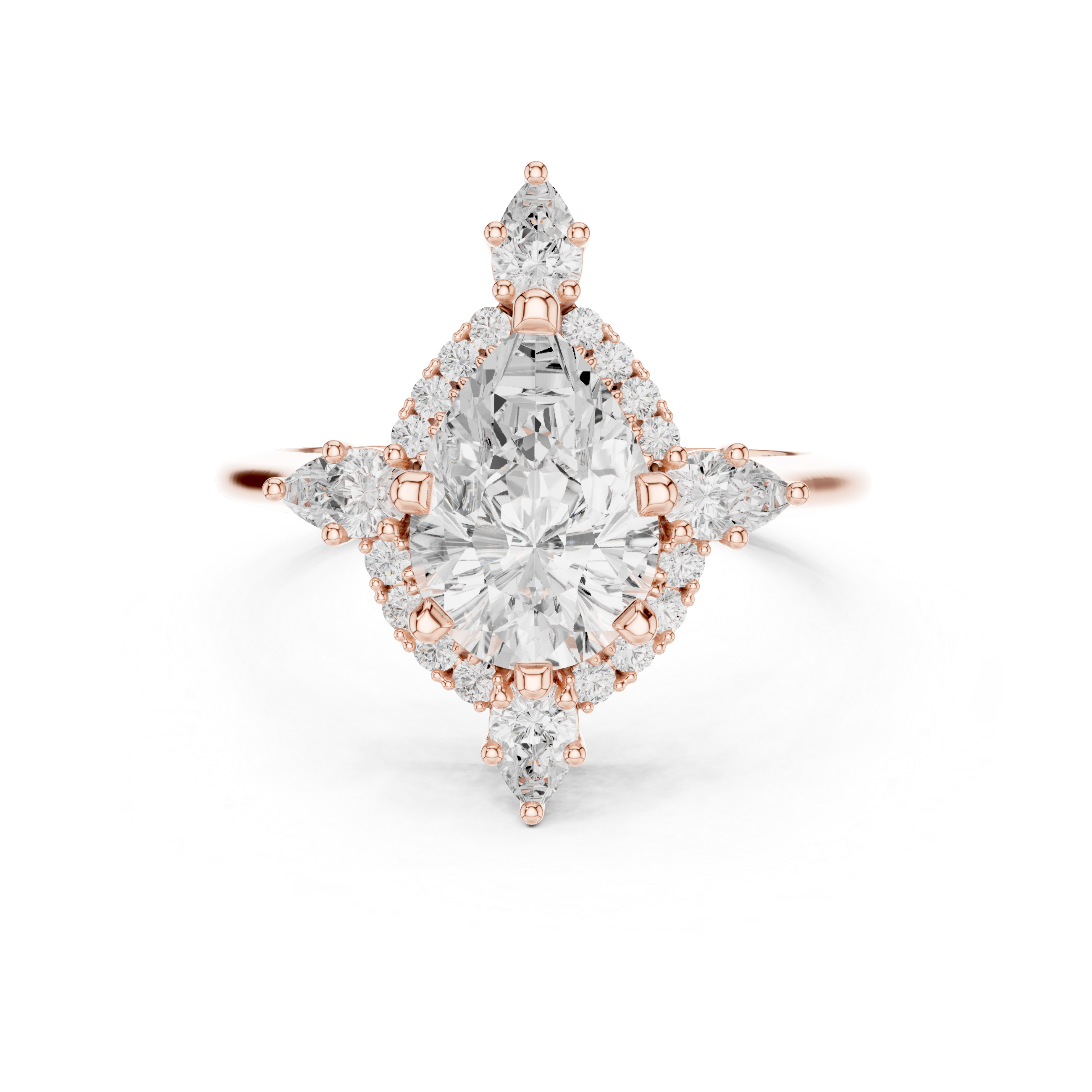 Pear And Round Cut Brilliant Moissanite VVS1 Eternity Engagement Ring