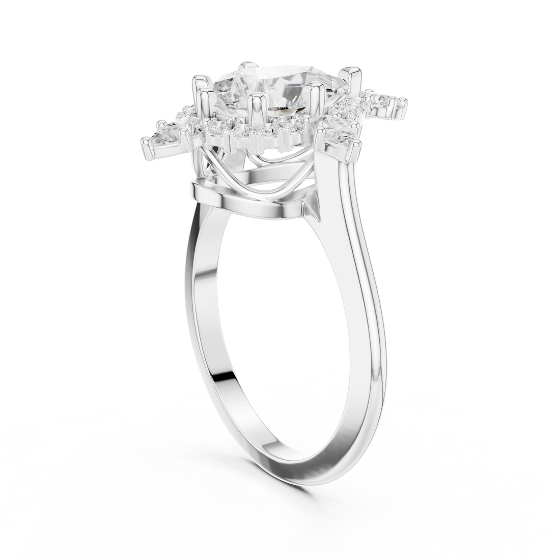 Pear And Round Cut Brilliant Moissanite VVS1 Eternity Engagement Ring