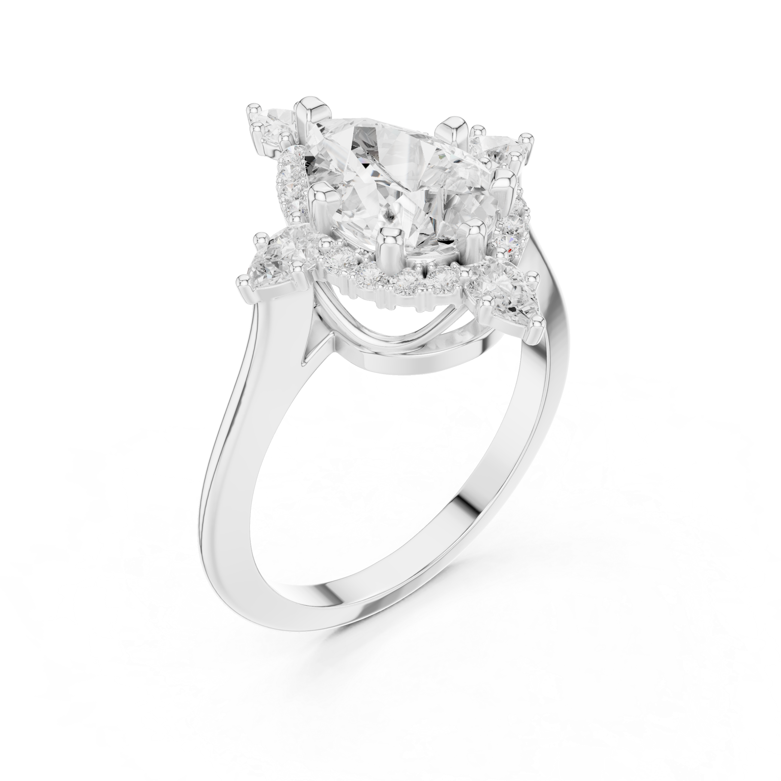 Pear And Round Cut Brilliant Moissanite VVS1 Eternity Engagement Ring
