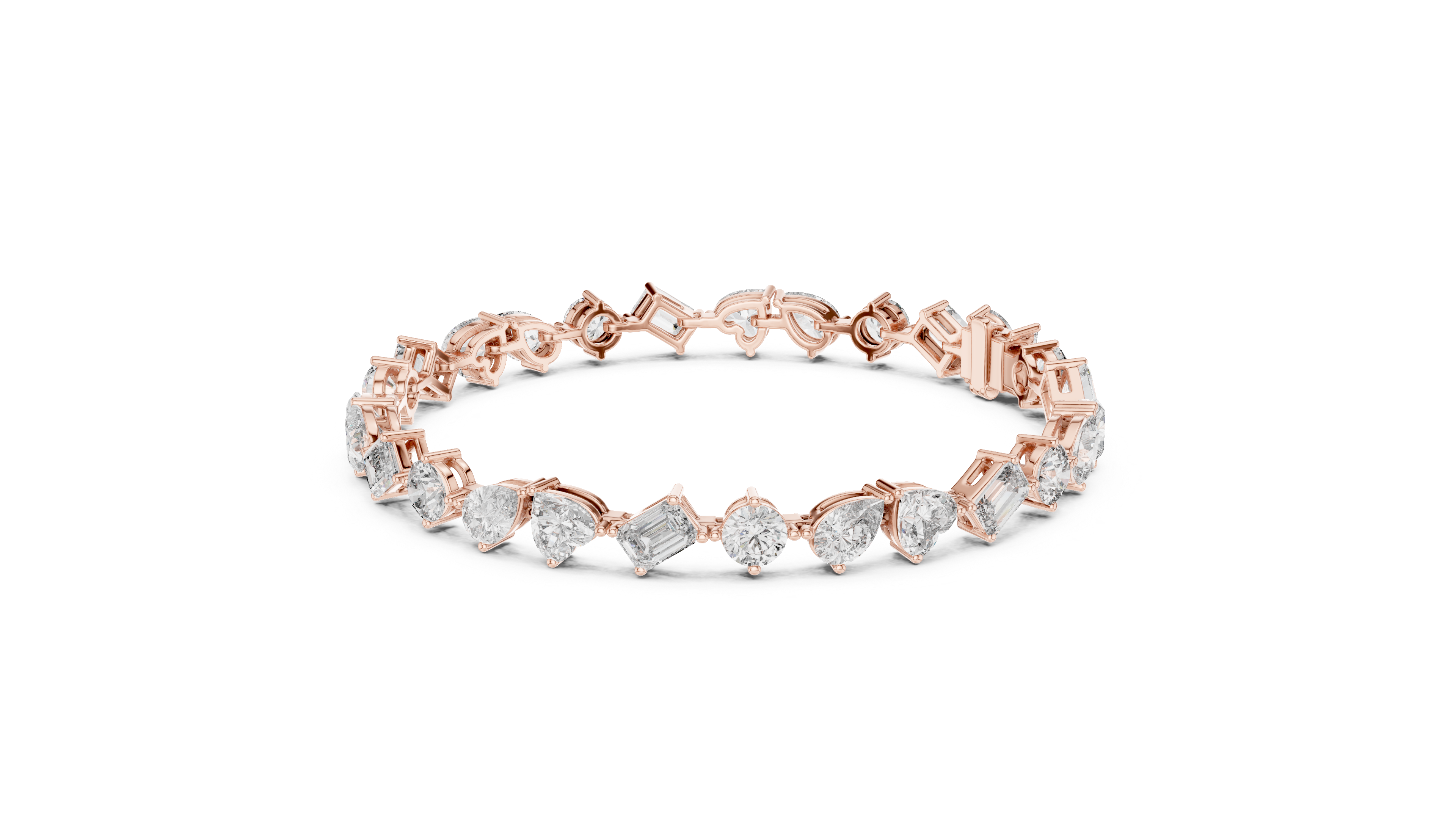 Yellow Gold Multi-Cut Moissanite Tennis Bracelet Luxe Mixed Shape Sparkle