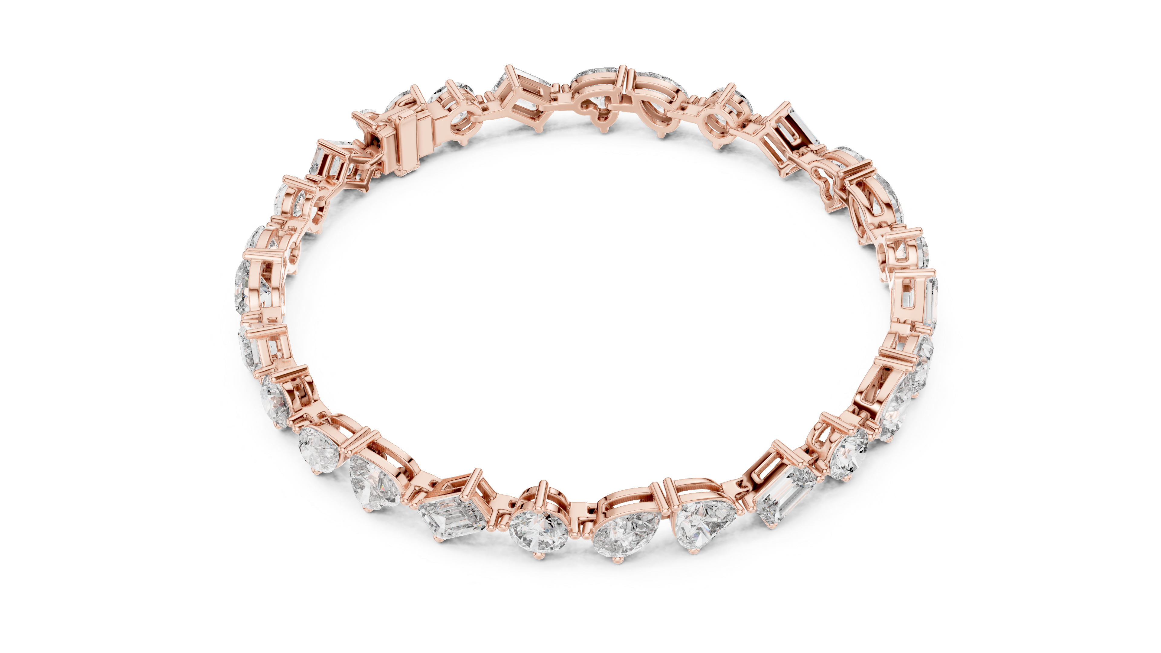 Yellow Gold Multi-Cut Moissanite Tennis Bracelet Luxe Mixed Shape Sparkle
