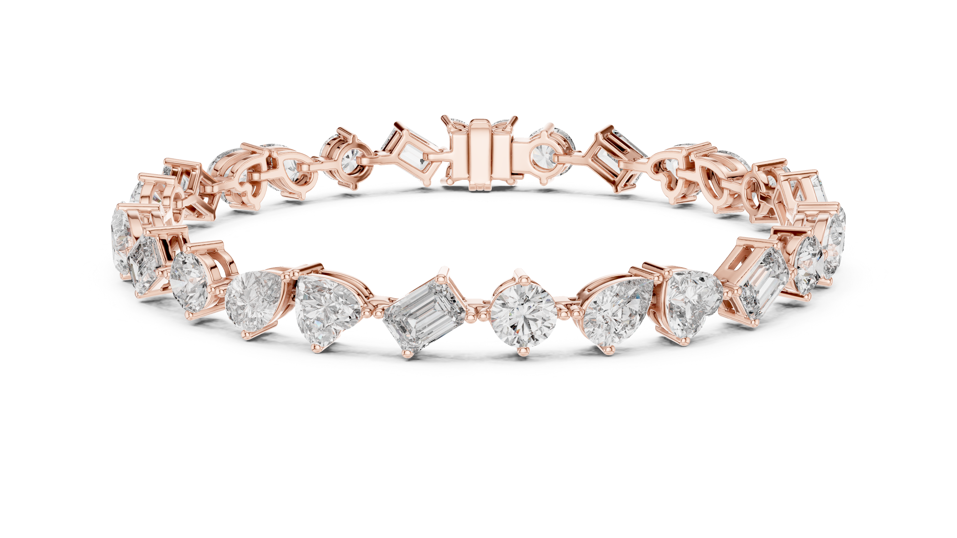 Yellow Gold Multi-Cut Moissanite Tennis Bracelet Luxe Mixed Shape Sparkle