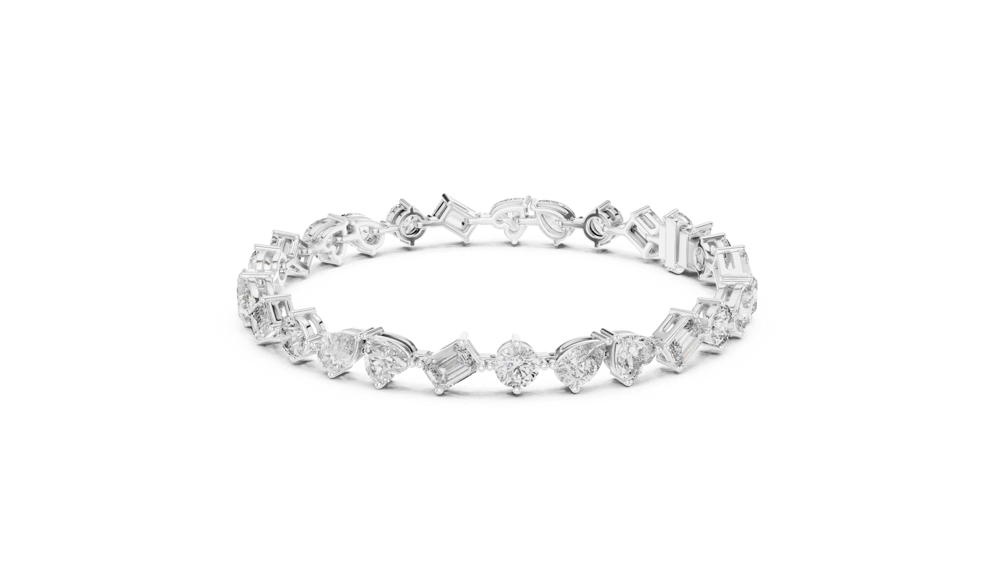 Yellow Gold Multi-Cut Moissanite Tennis Bracelet Luxe Mixed Shape Sparkle